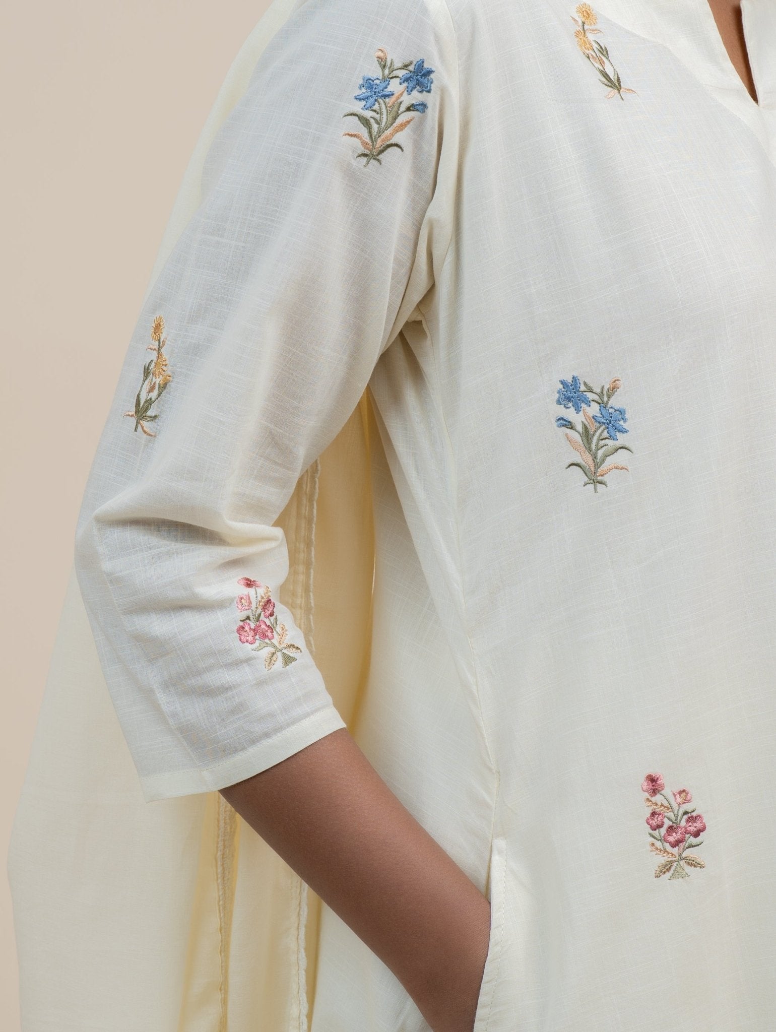 Reem Cotton Embroidered A - Line Suit Set - AINA