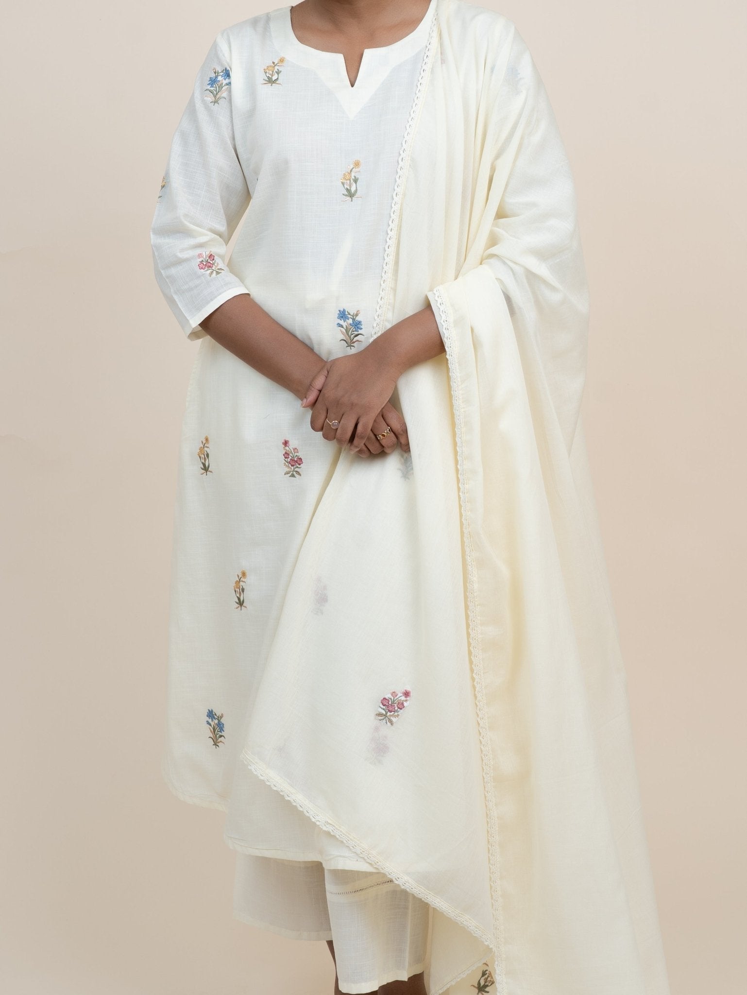 Reem Cotton Embroidered A - Line Suit Set - AINA