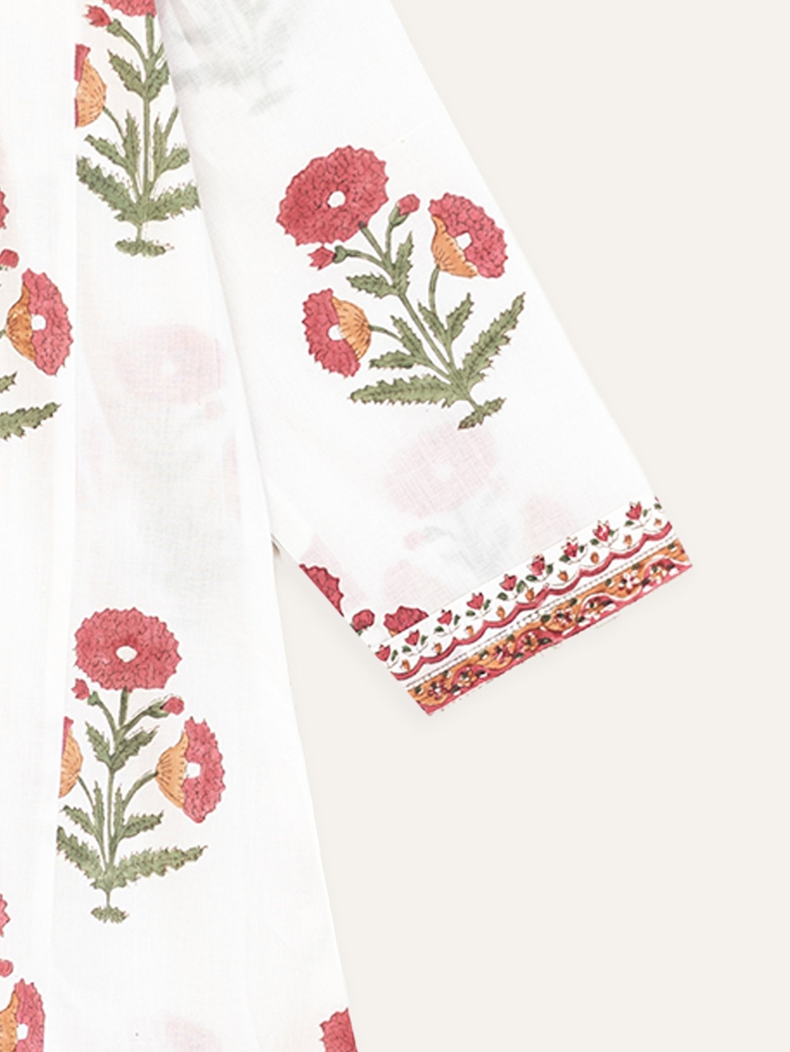 Reena Cotton Block Printed A - Line Kurta - AINA