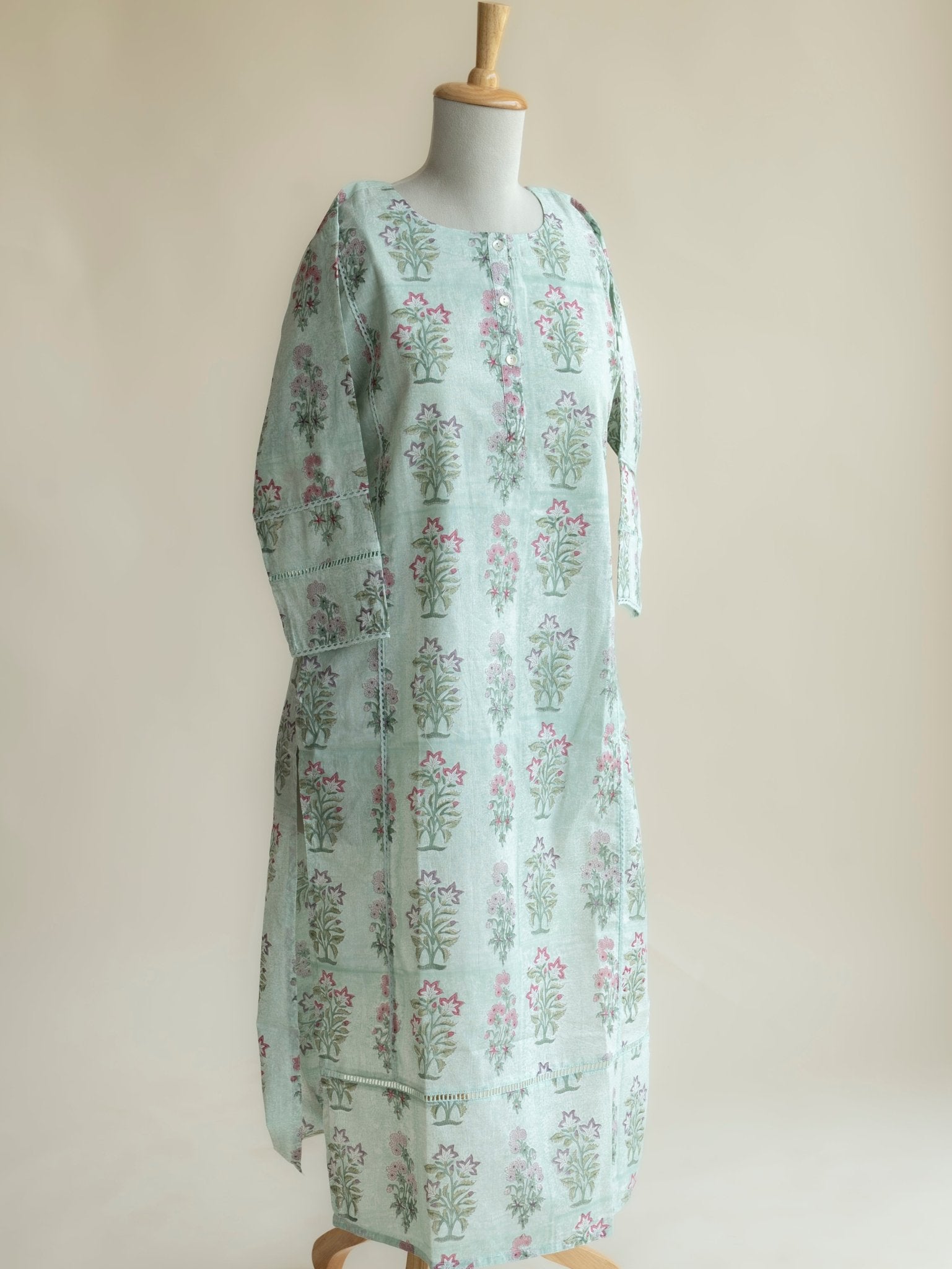 Reetha Cotton Block Printed Straight Kurta - AINA