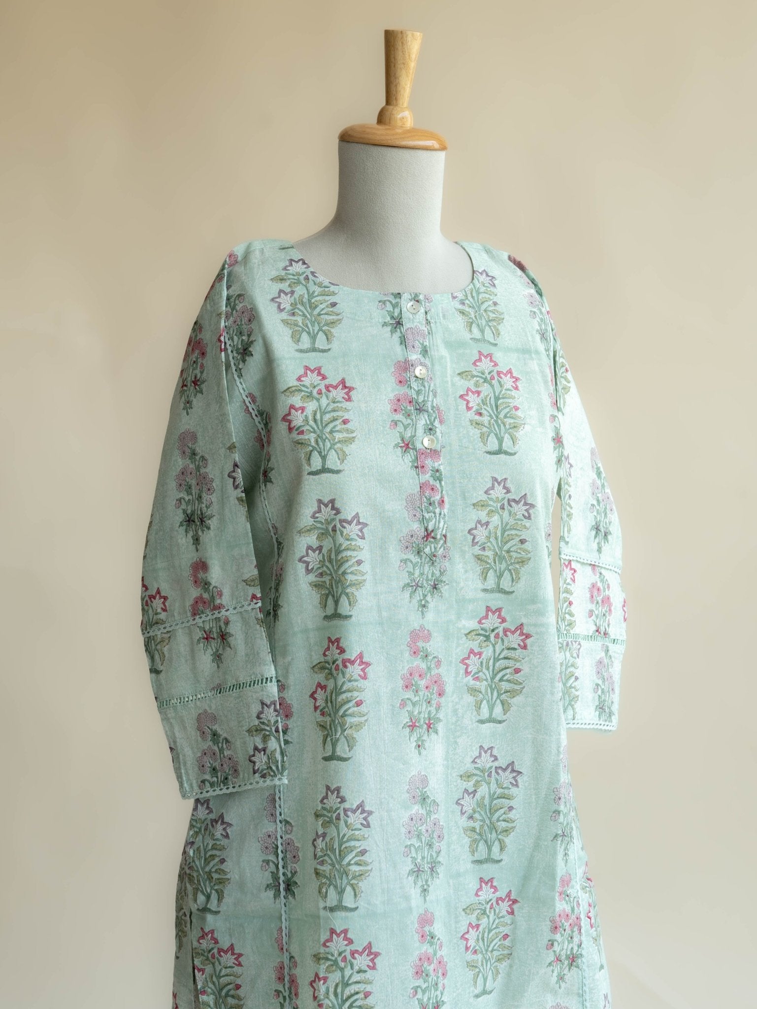 Reetha Cotton Block Printed Straight Kurta - AINA