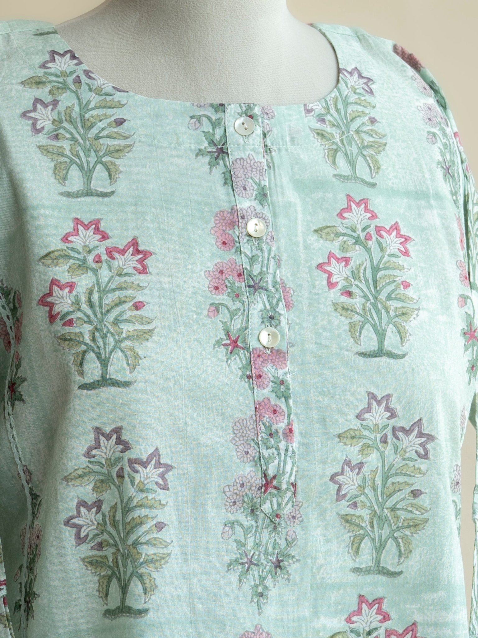 Reetha Cotton Block Printed Straight Kurta - AINA