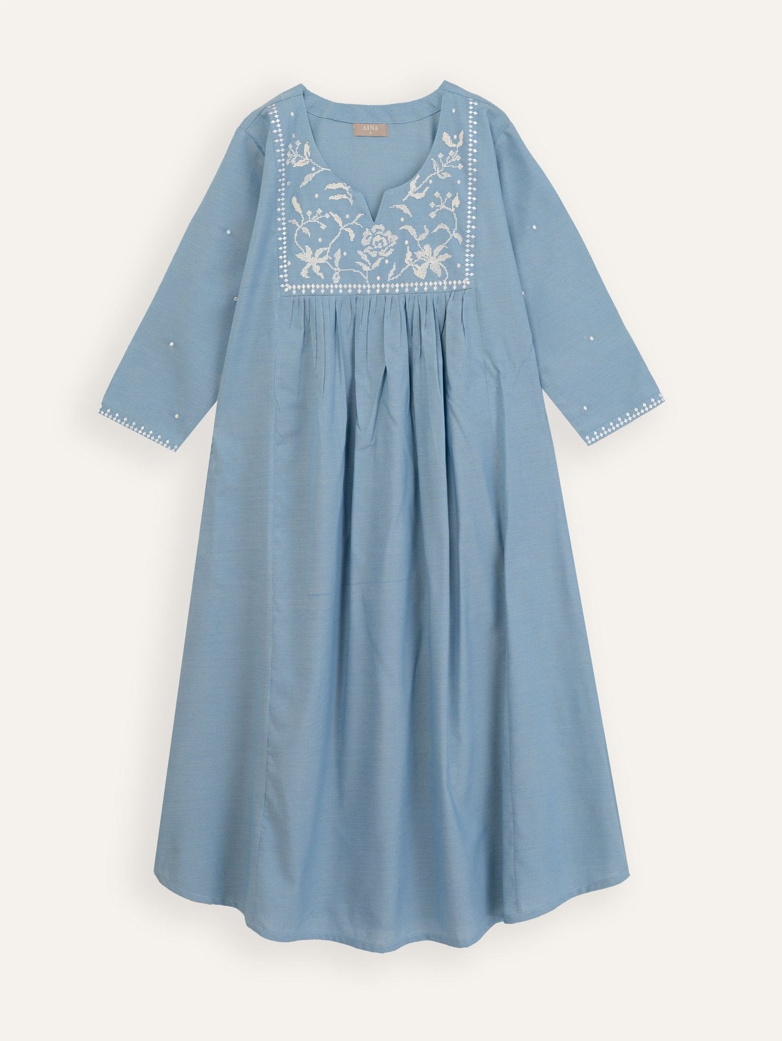 Reha Cotton Handloom Embroidered A - Line Kurta - AINA