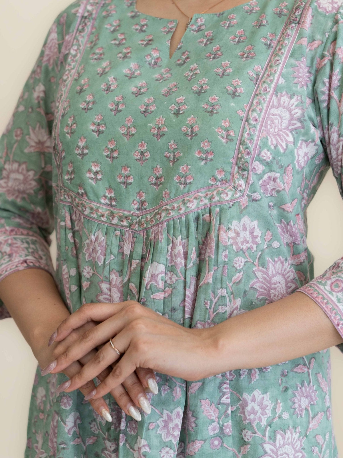 Rehma Cotton Block Printed A-Line 2 Piece Set - AINA