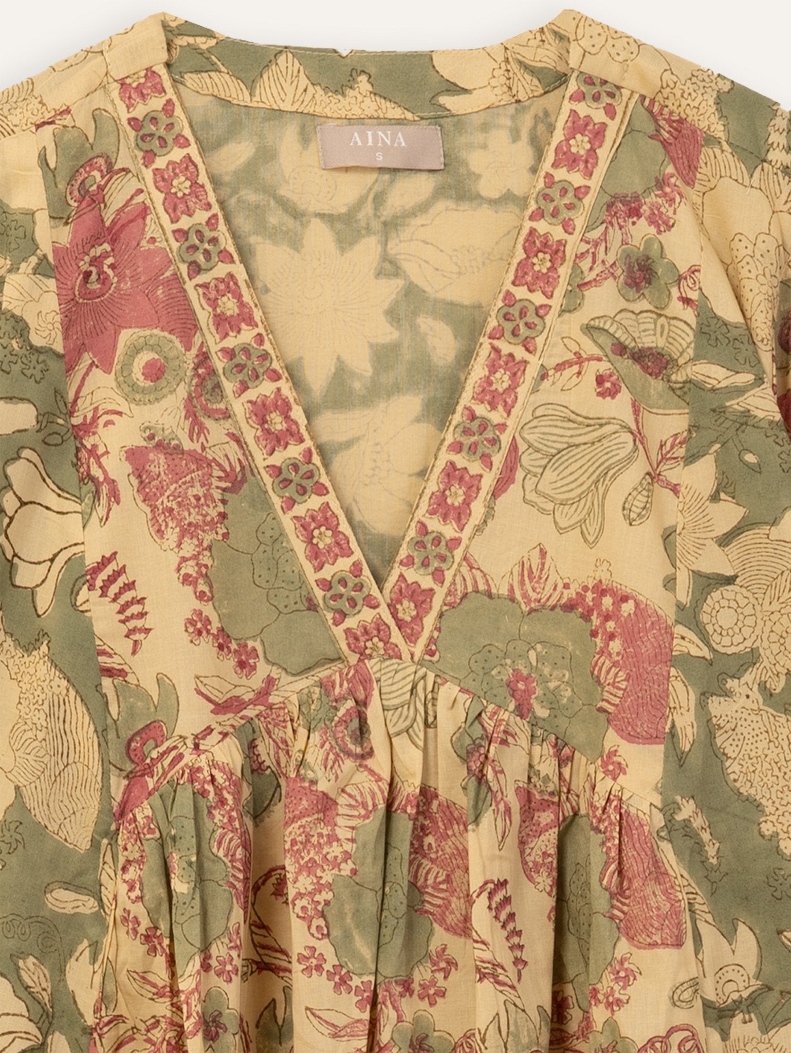 Rehnal Cotton Block Printed A - Line Kurta - AINA