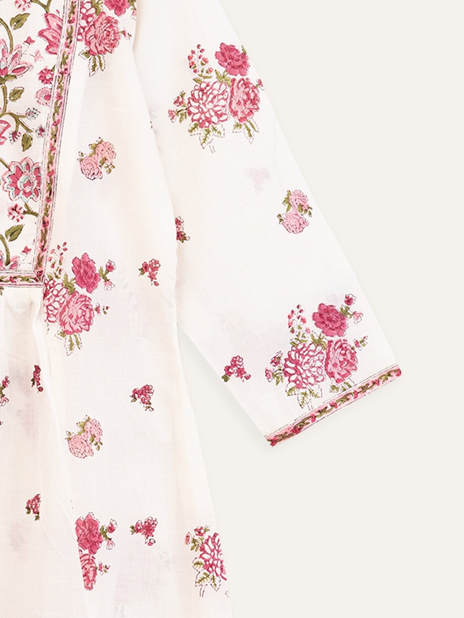 Rekha Cotton Block Printed A - Line Kurta - AINA