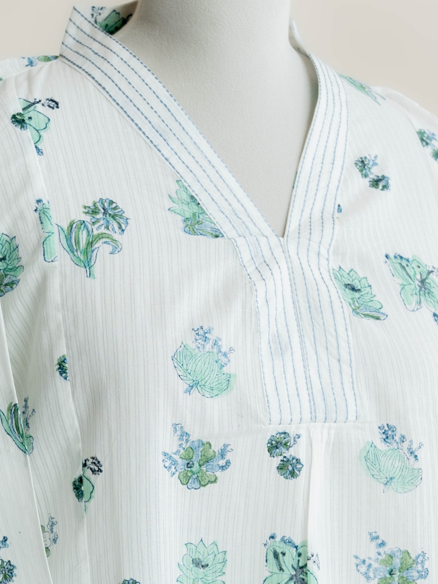 Rena Cotton Block Printed A - Line Kurta - AINA