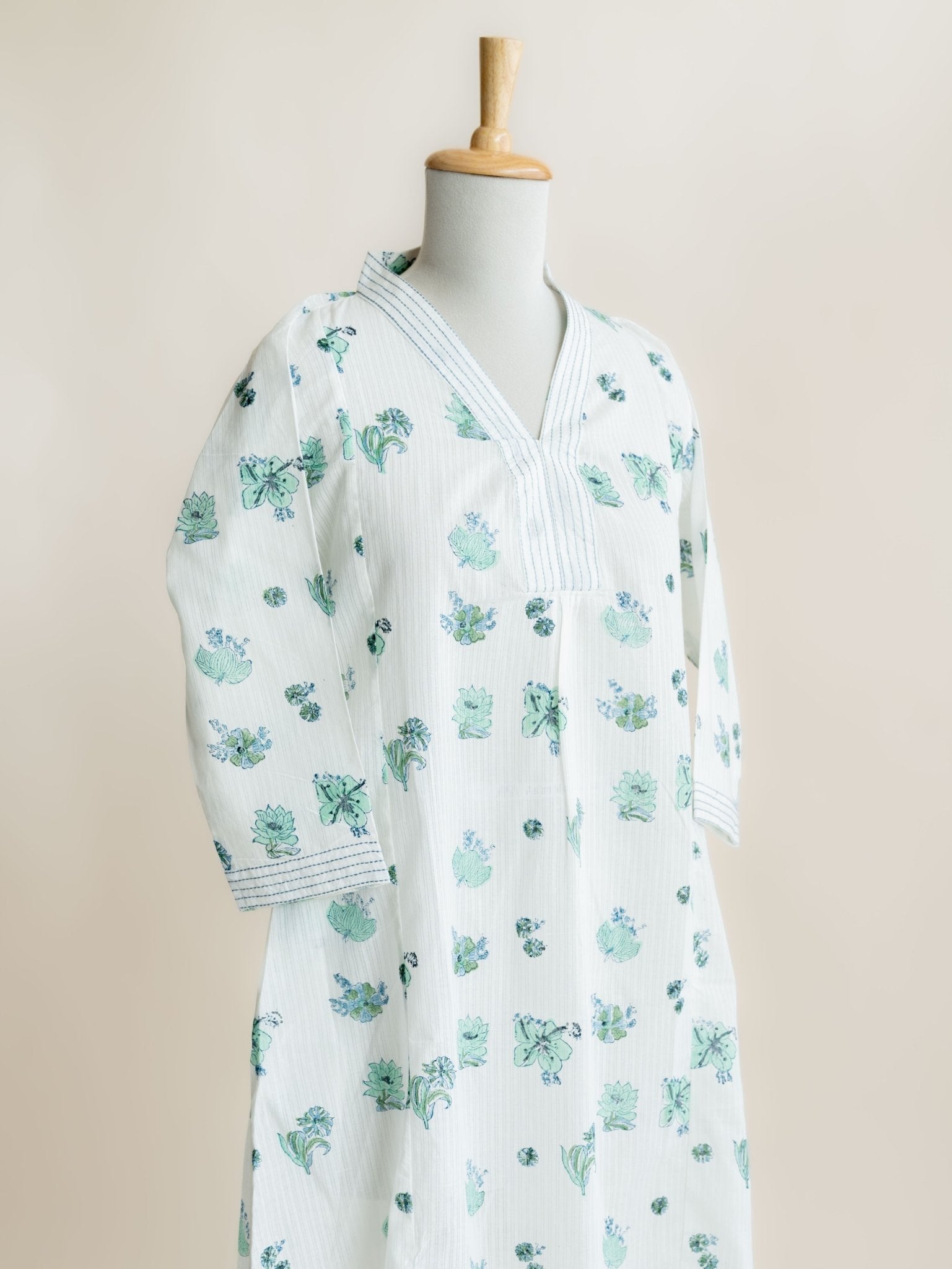 Rena Cotton Block Printed A - Line Kurta - AINA