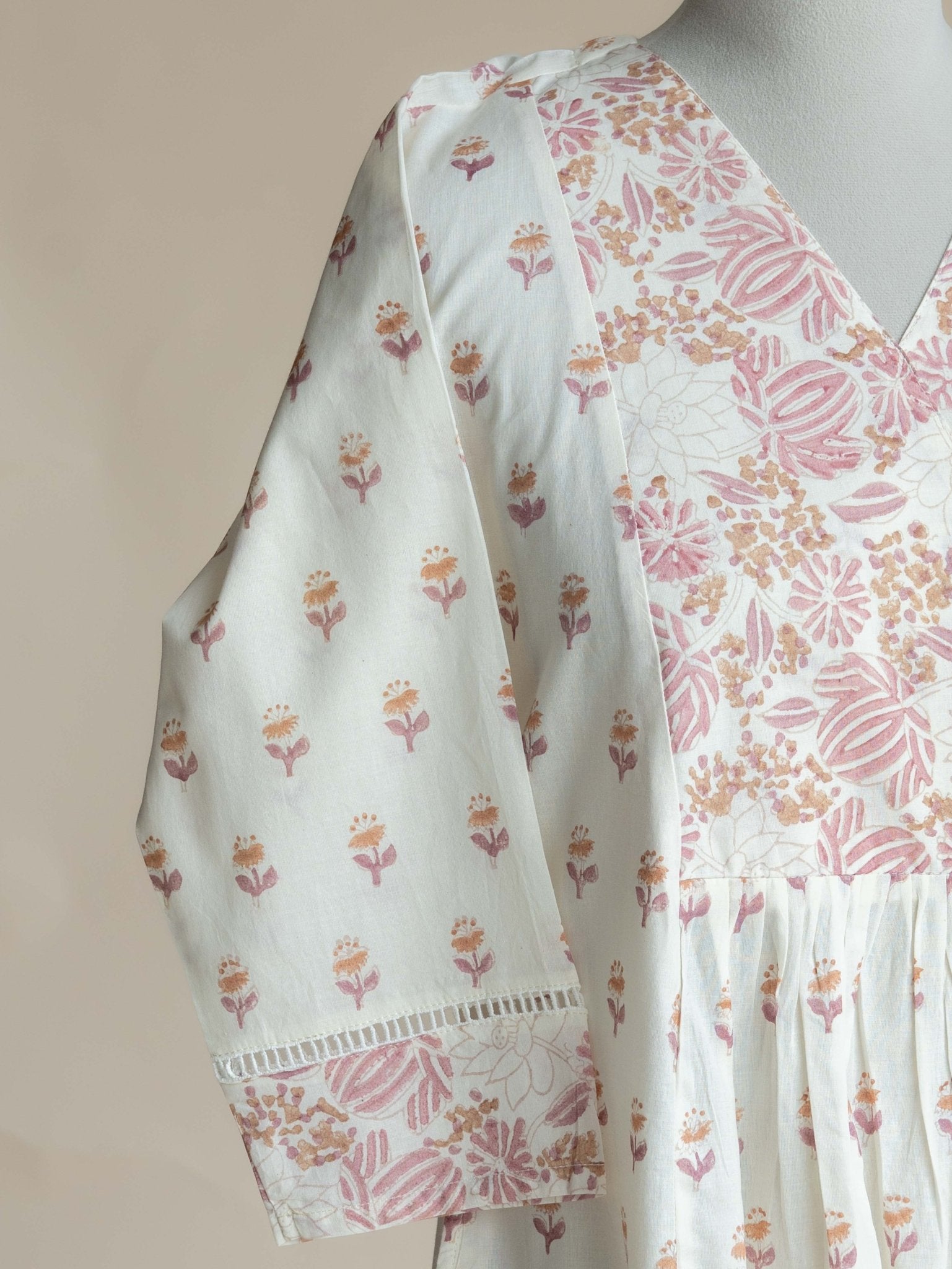 Renah Cotton Block Printed A-Line Kurta - AINA
