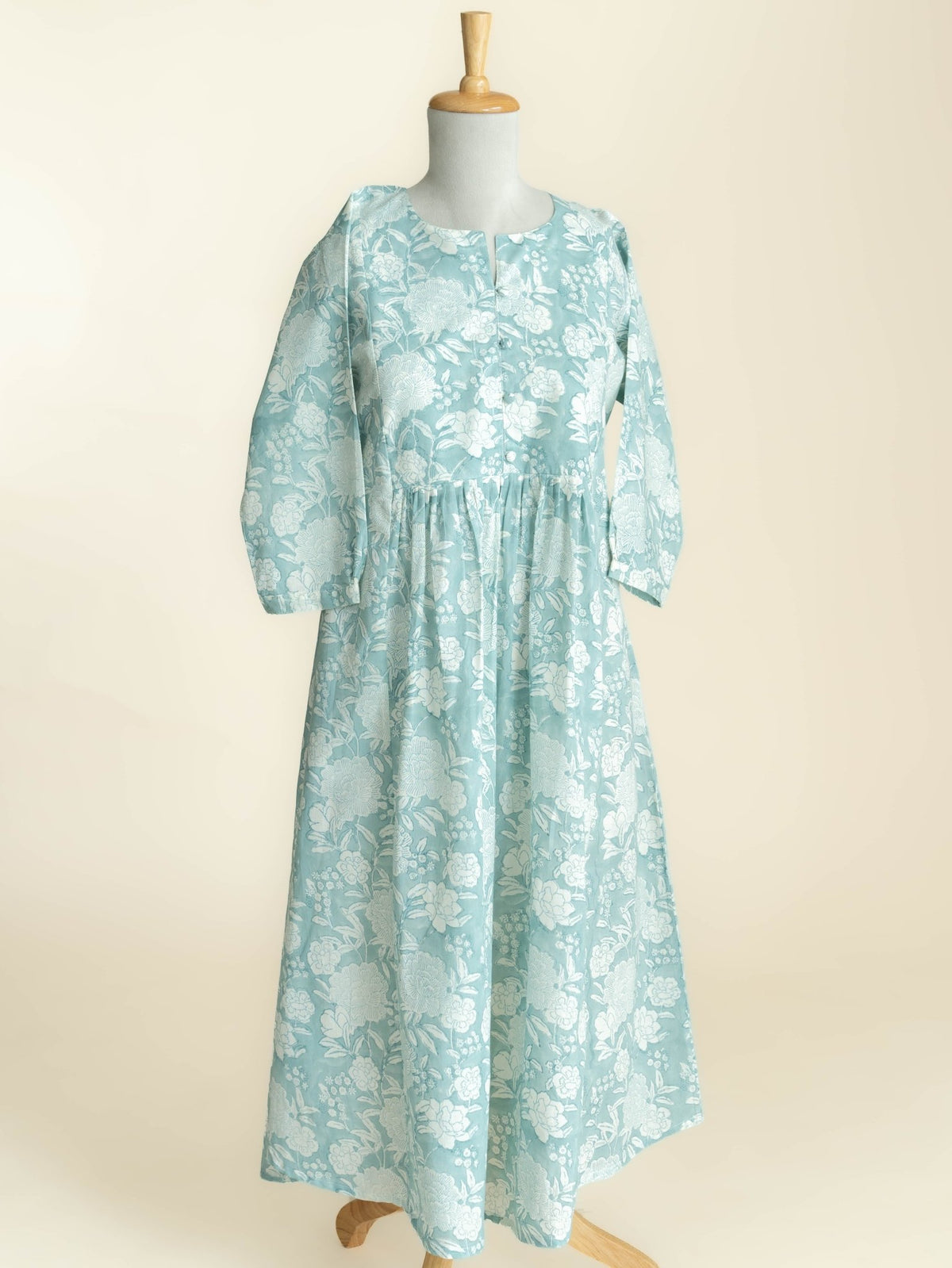 Renna Cotton Block Printed A Line Kurta - AINA