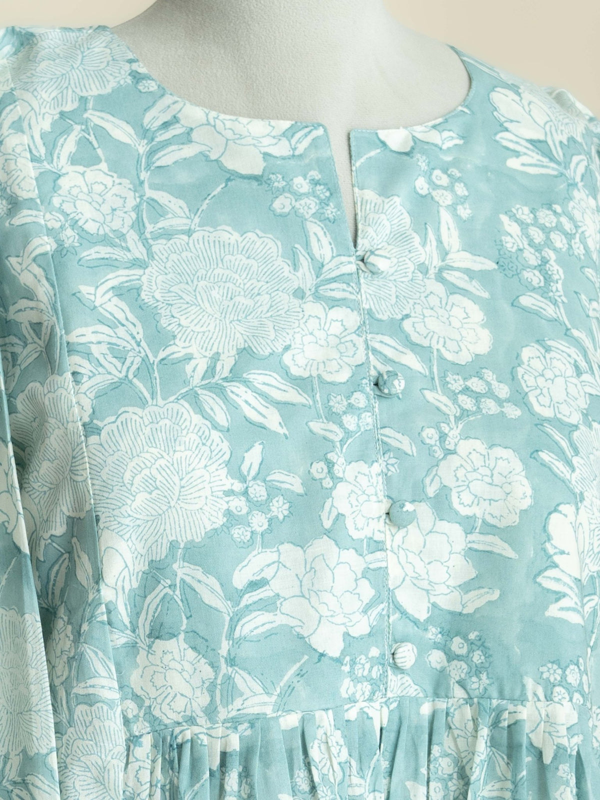 Renna Cotton Block Printed A Line Kurta - AINA