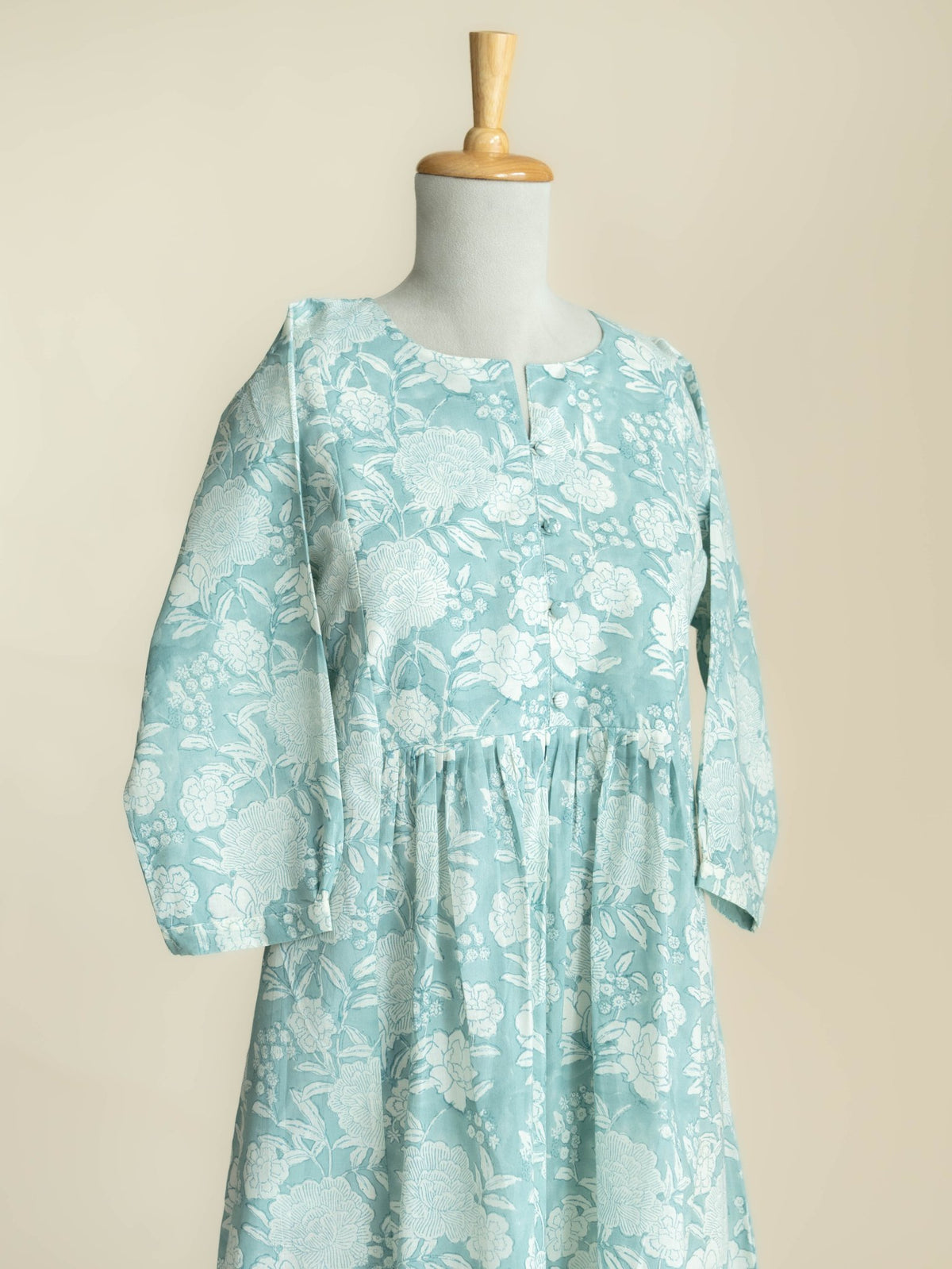 Renna Cotton Block Printed A Line Kurta - AINA