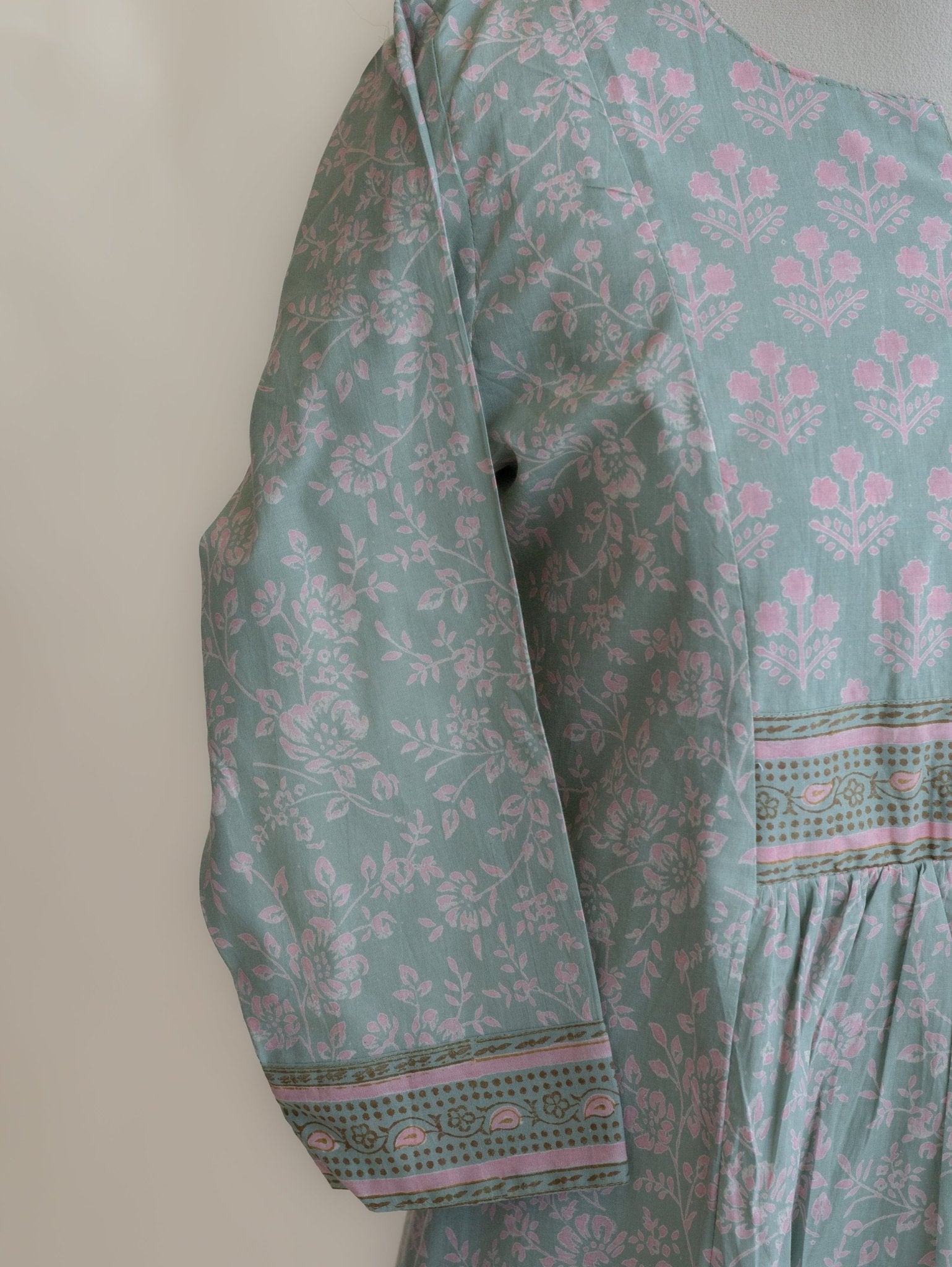 Reya Cotton Block Printed A - Line Kurta - AINA