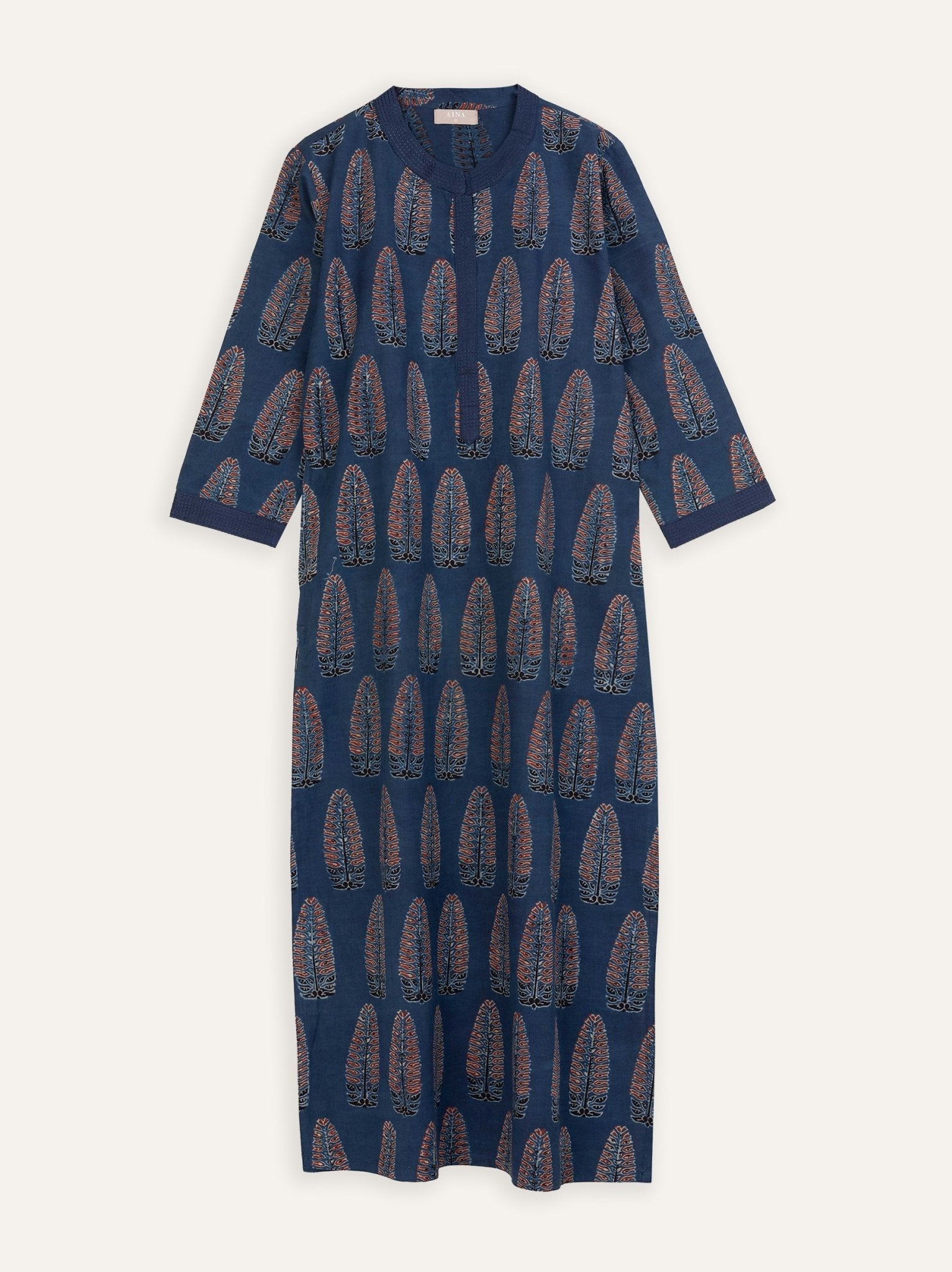 Reza Cotton Ajrakh Block Printed Straight Kurta - AINA