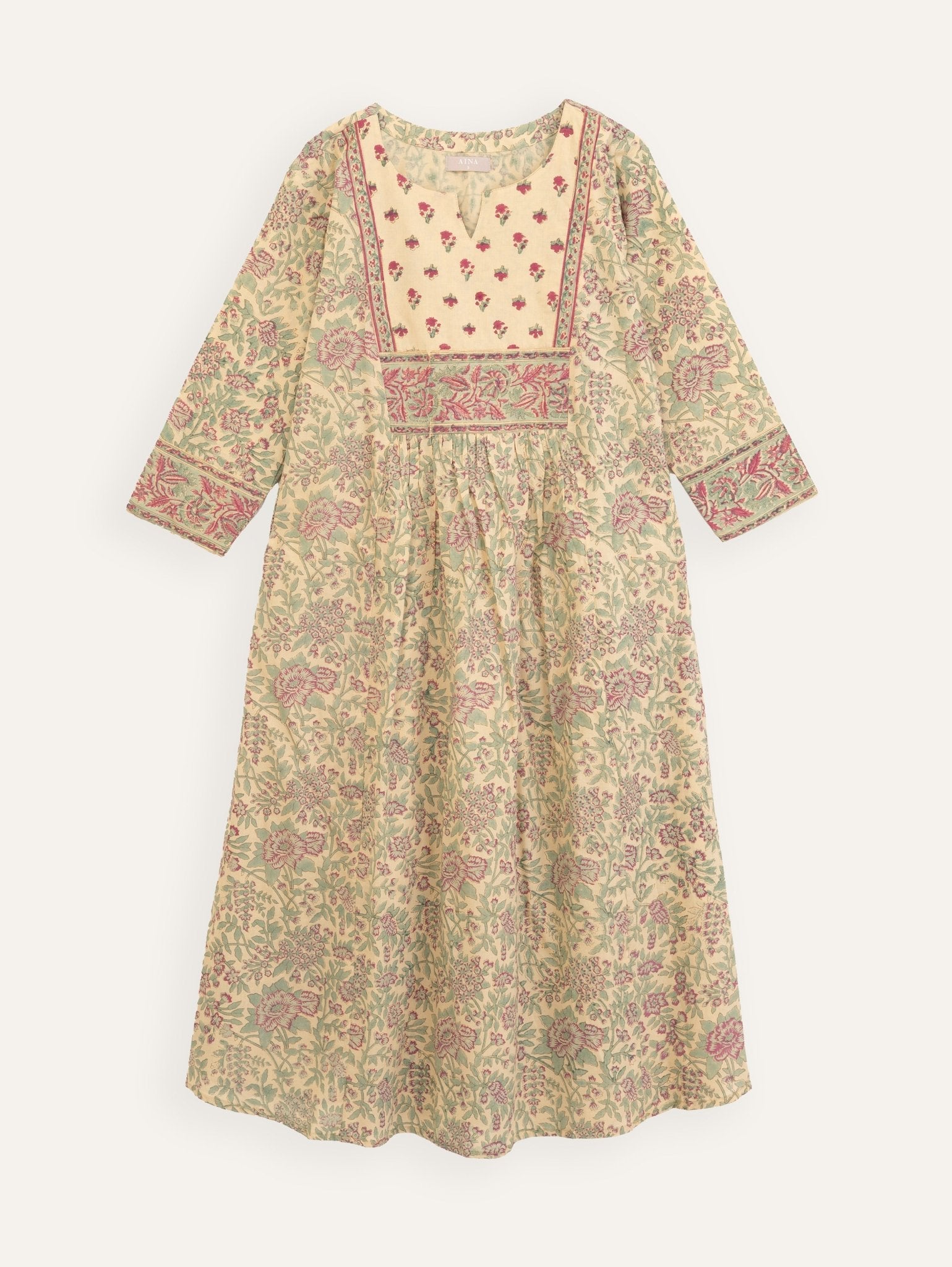 Riba Cotton Block Printed A - Line Kurta - AINA