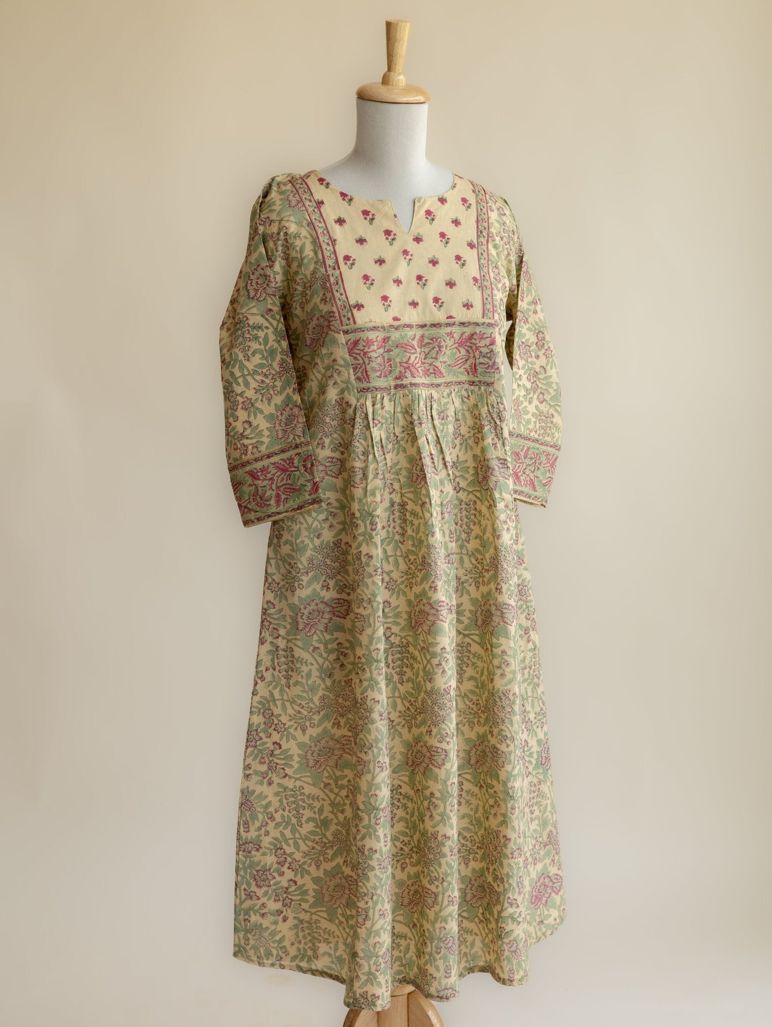 Riba Cotton Block Printed A - Line Kurta - AINA