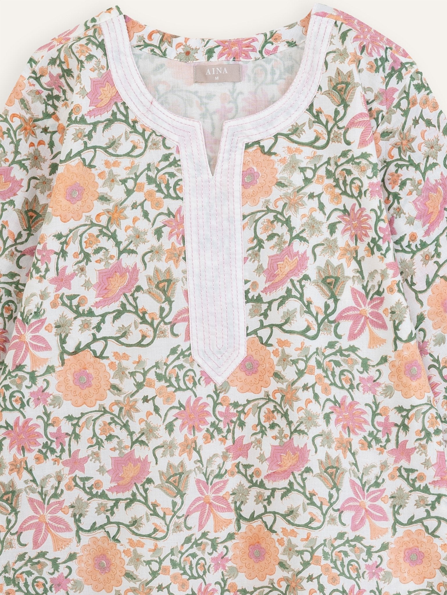 Riddhi Cotton Block Printed Straight Kurta - AINA