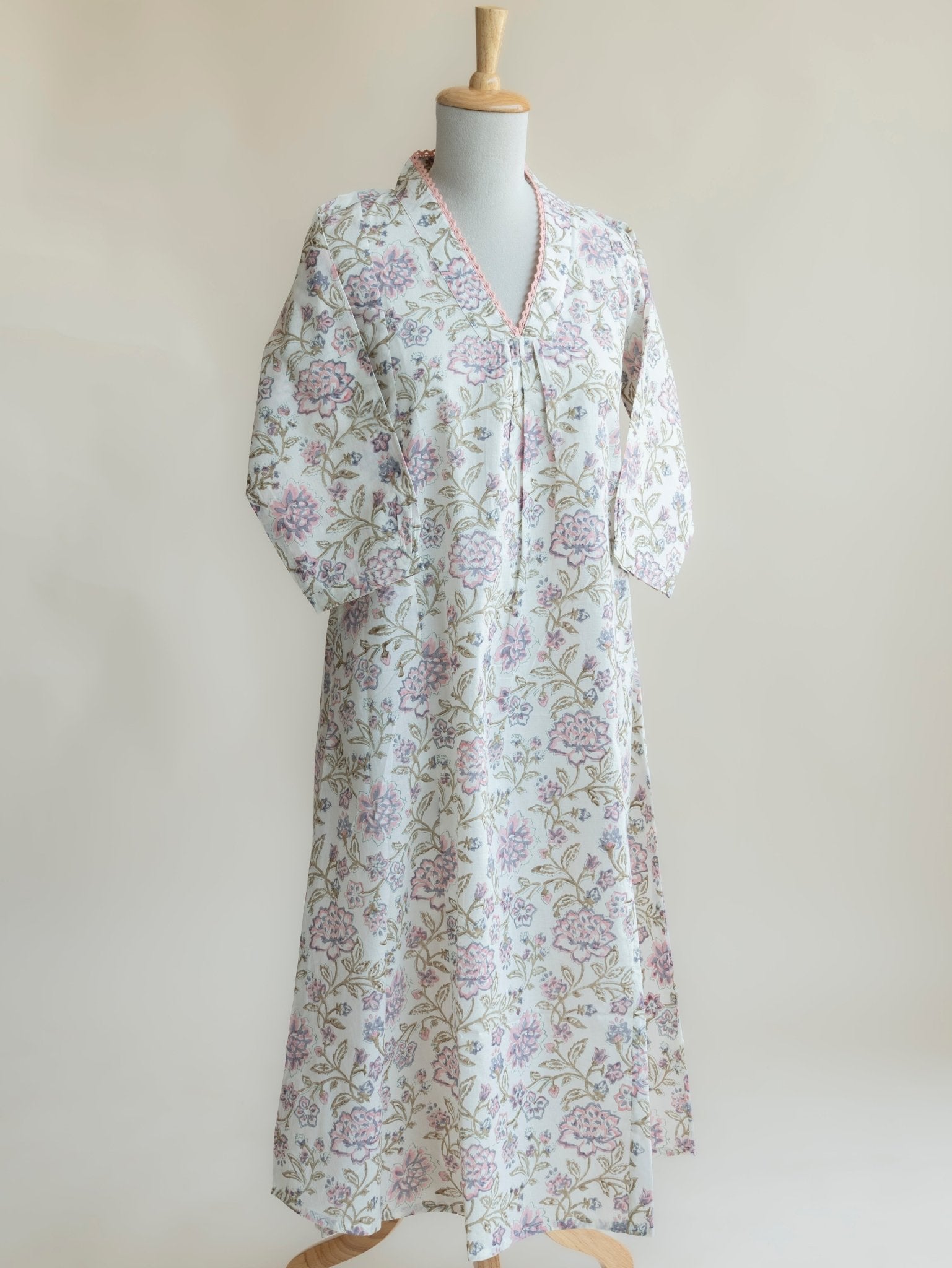 Ridha Cotton Block Printed A - Line Kurta - AINA