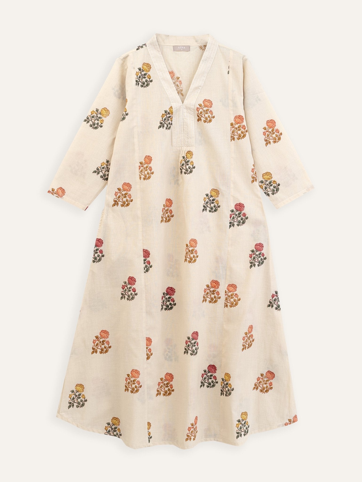Ridhika Cotton Block Printed A - Line Kurta - AINA