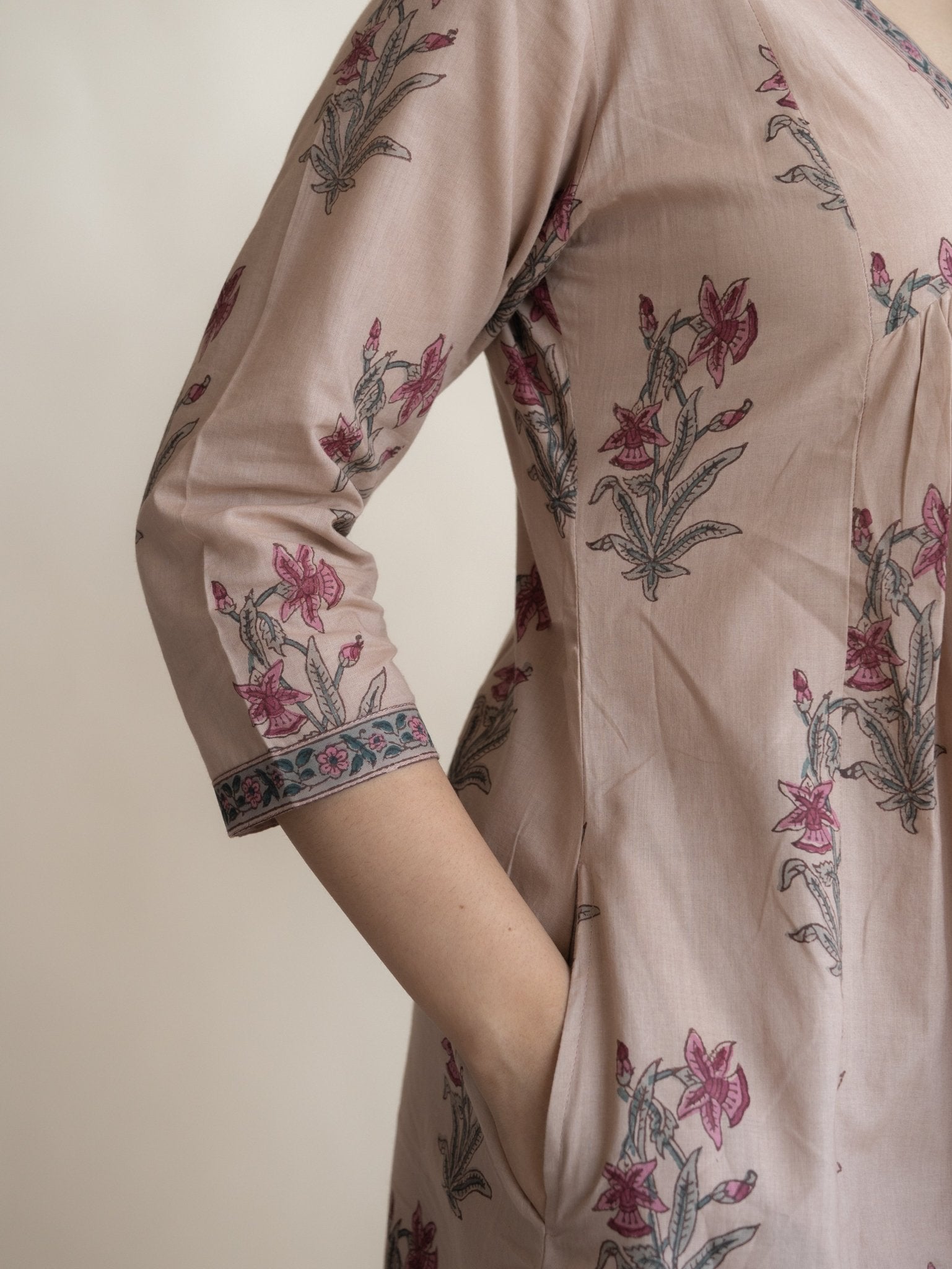Rihana Cotton Block Printed A-Line Kurta