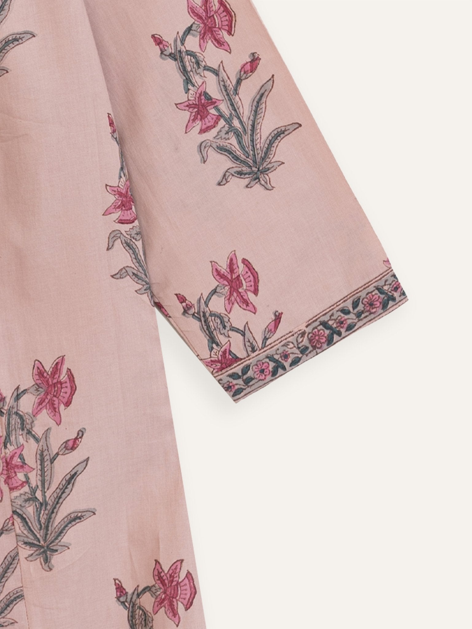 Rihana Cotton Block Printed A - Line Suit Set - AINA