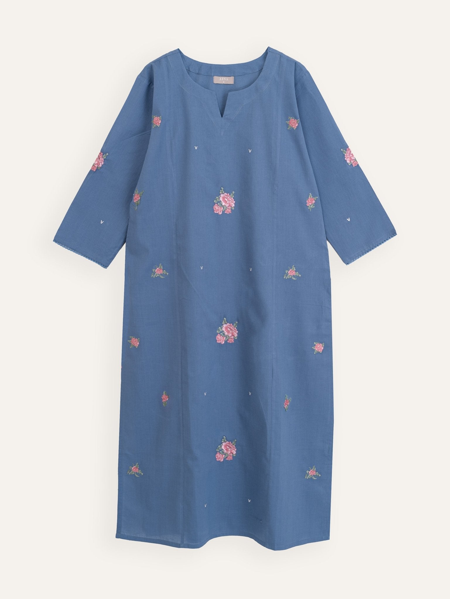 Rima Cotton Embroidered Straight Kurta - AINA