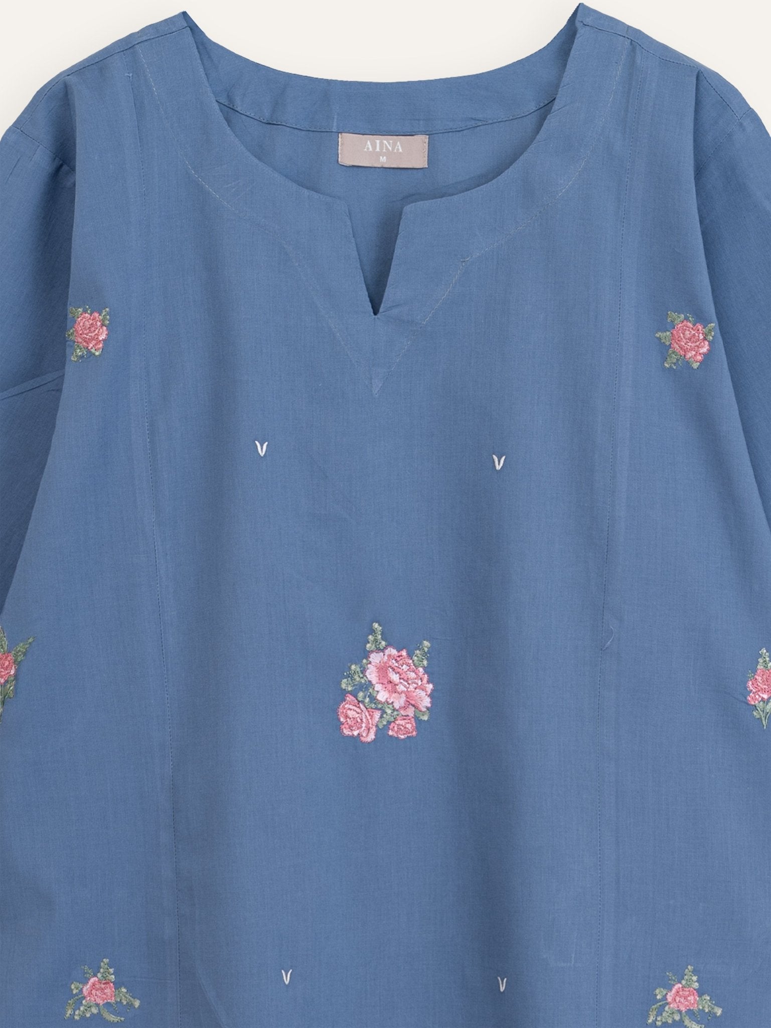 Rima Cotton Embroidered Straight Kurta - AINA