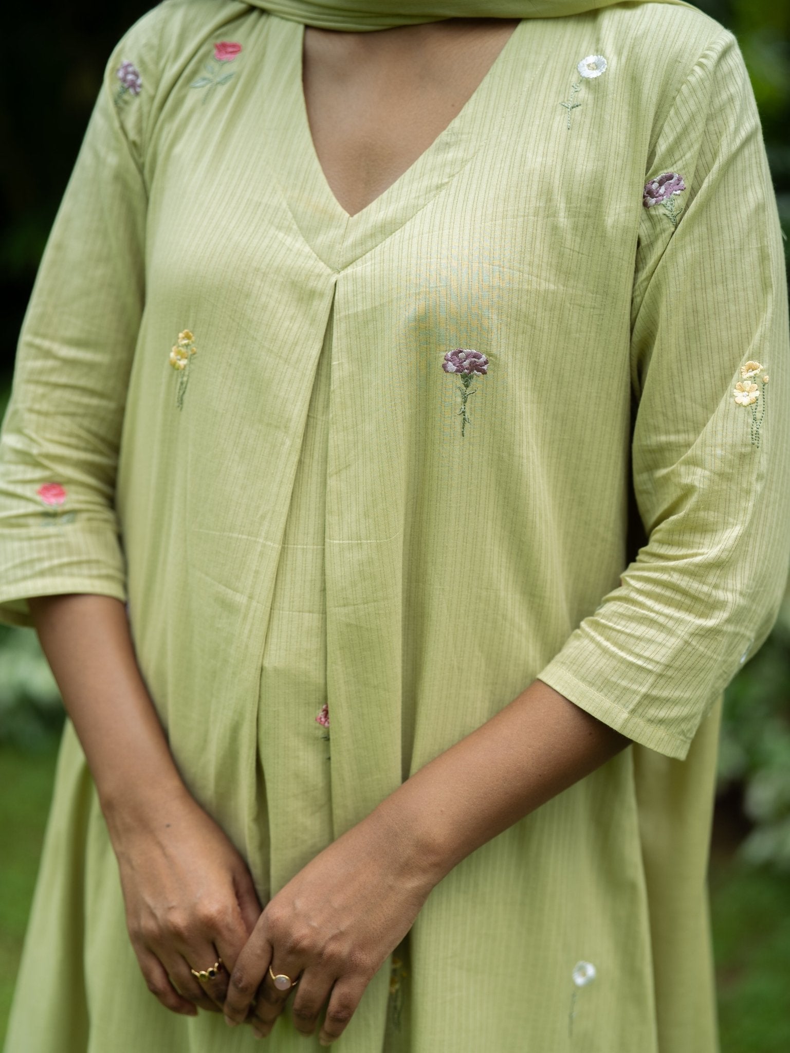 Rina Cotton Embroidered A - Line Suit Set - AINA