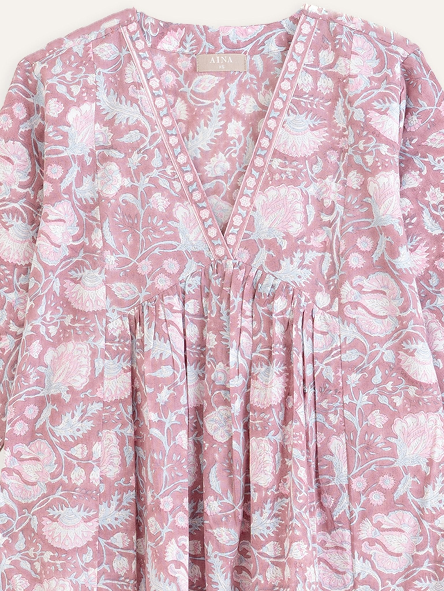 Rinsha Cotton Block Printed A - Line Kurta - AINA