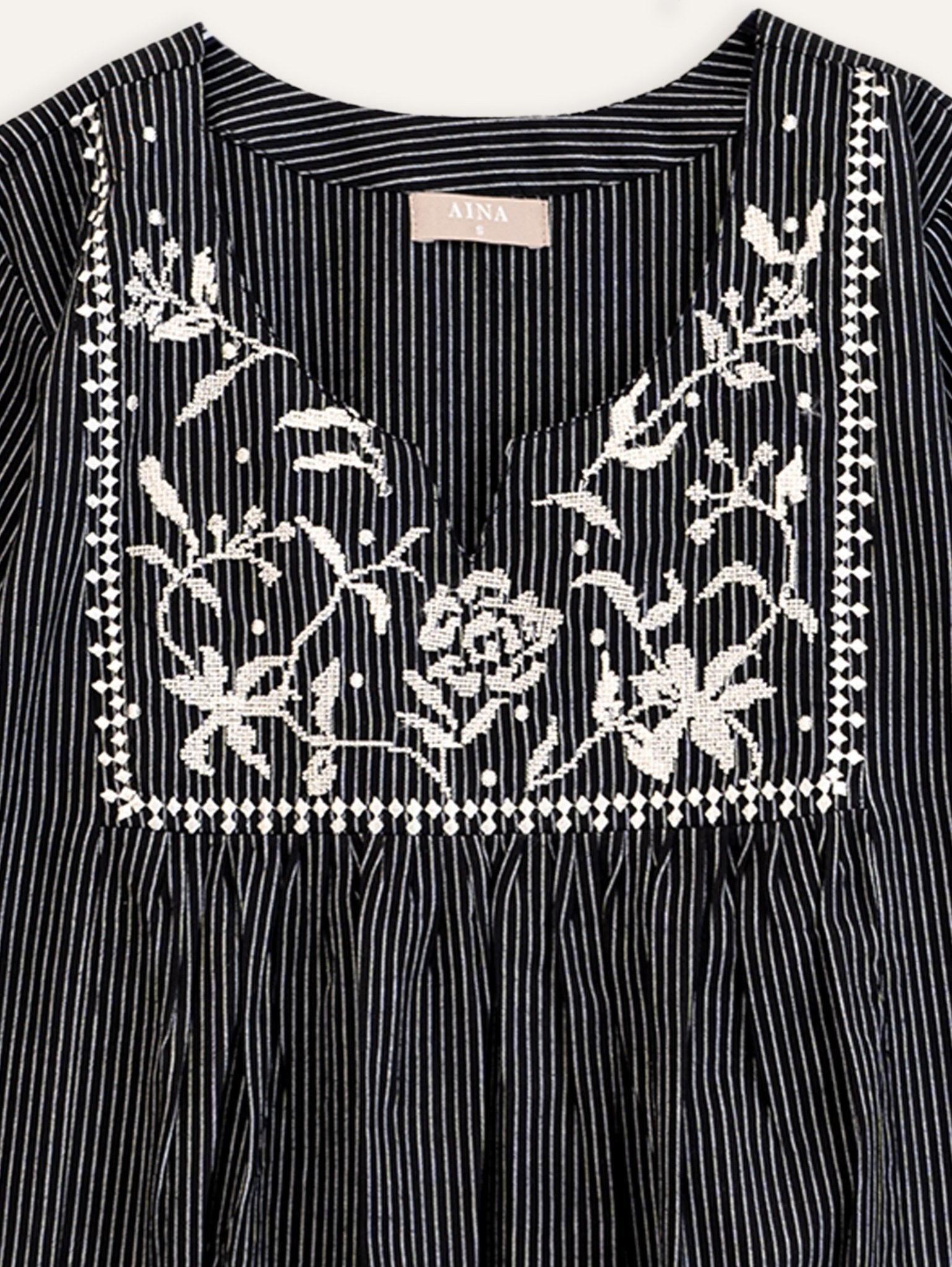 Rithu Cotton Handloom Embroidered A - Line Kurta - AINA