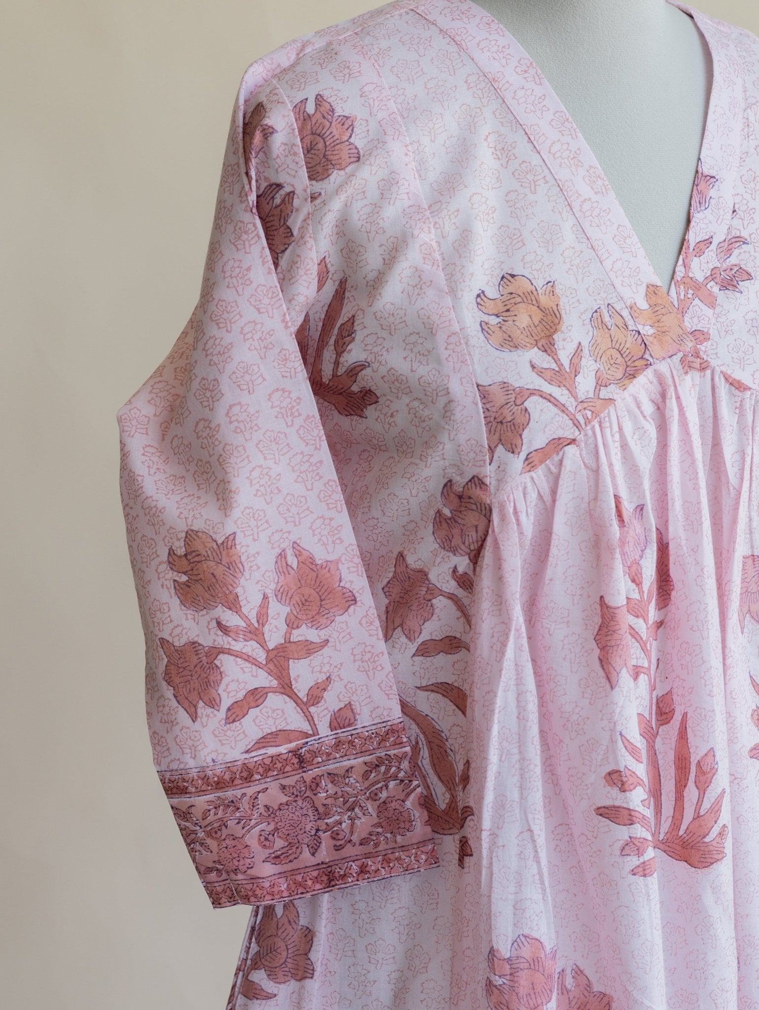 Rivah Cotton Block Printed A - Line Kurta - AINA
