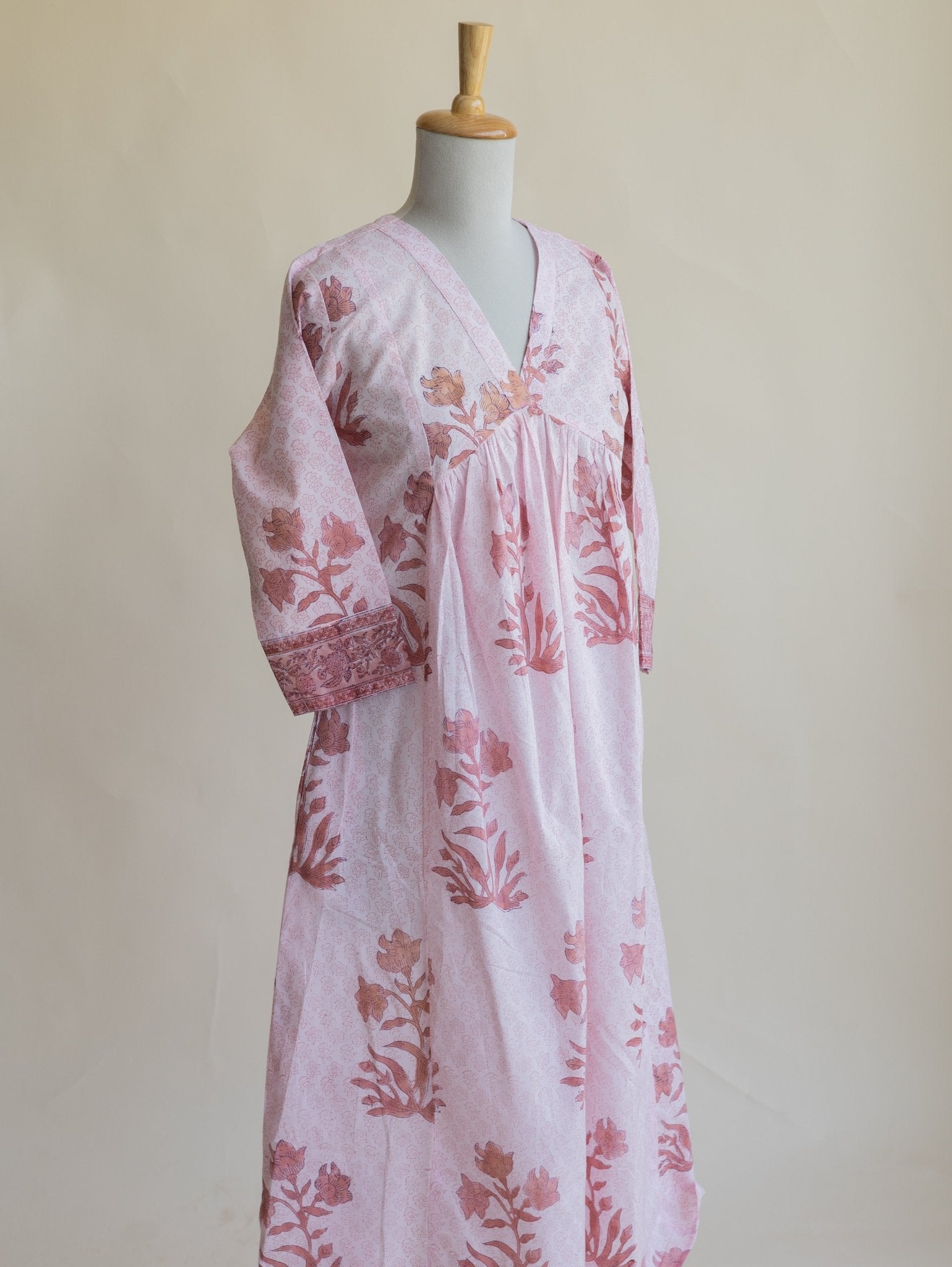 Rivah Cotton Block Printed A - Line Kurta - AINA