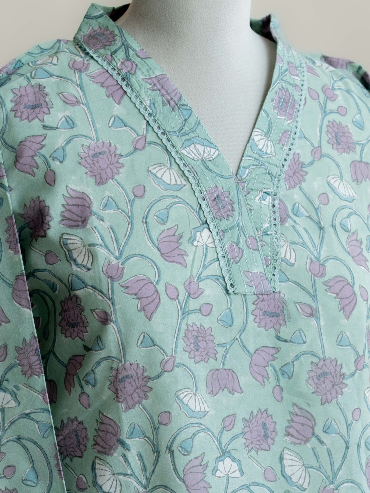 Riya Cotton Block Printed Straight Kurta - AINA