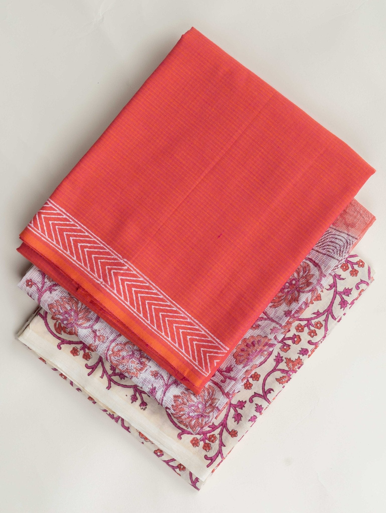 Riyana Cotton Handloom Block Printed Unstitched Suit - 3 Piece - AINA