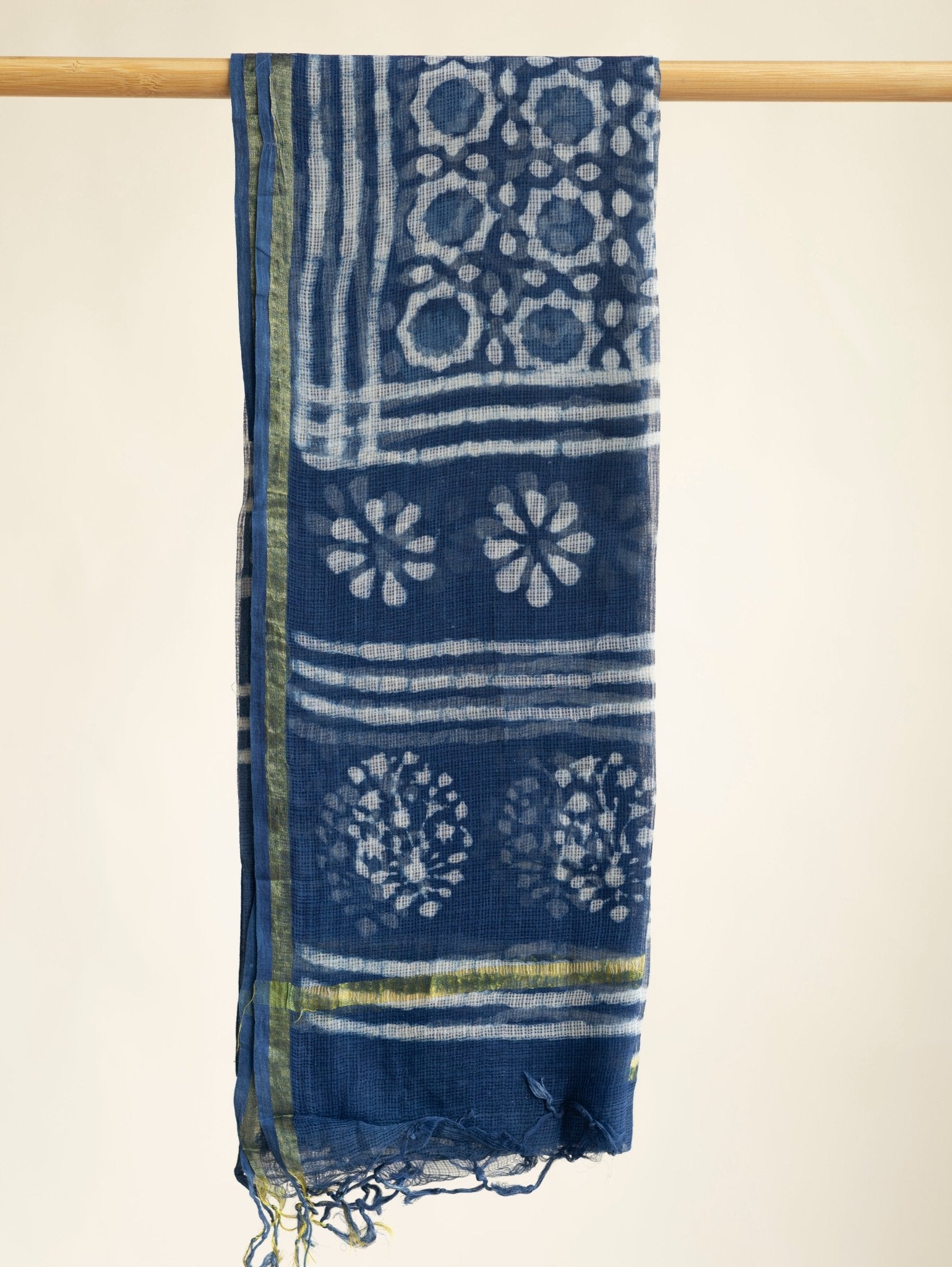 Roshni Kota Doria Block Printed Dupatta - AINA