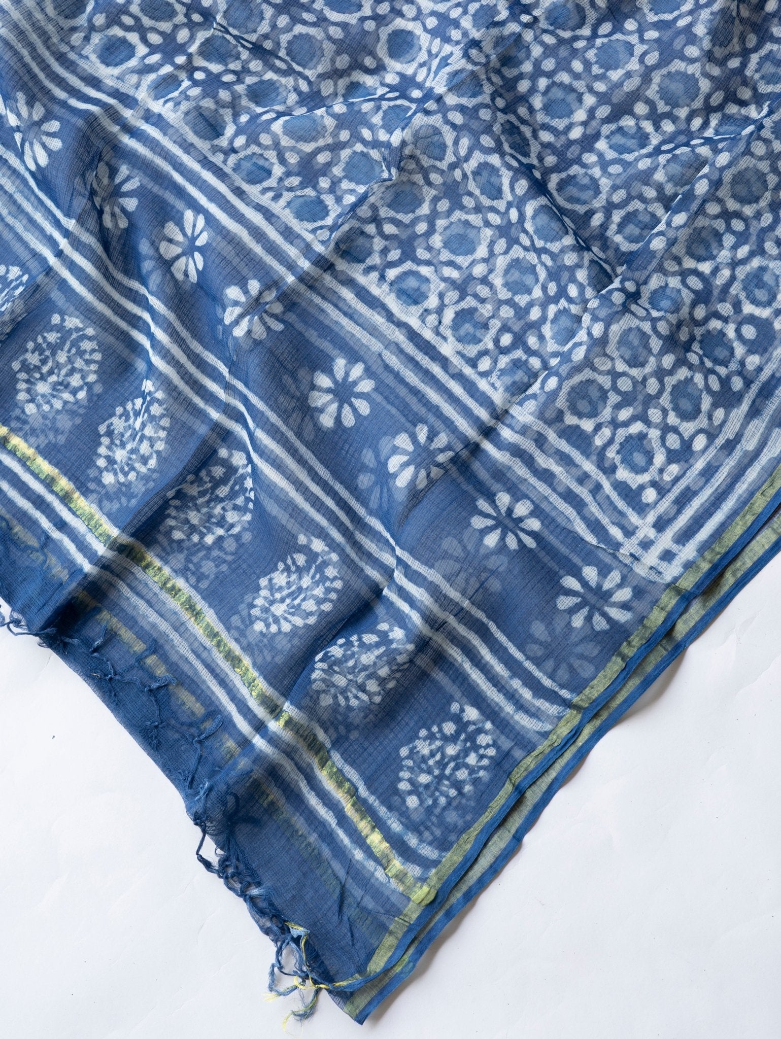 Roshni Kota Doria Block Printed Dupatta - AINA