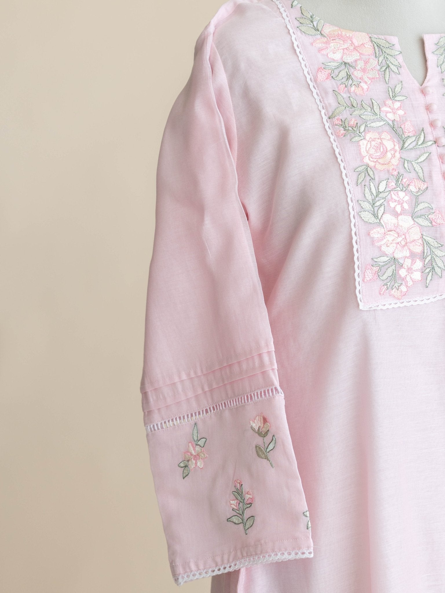 Rumeena Chanderi Embroidered A-Line Kurta - AINA