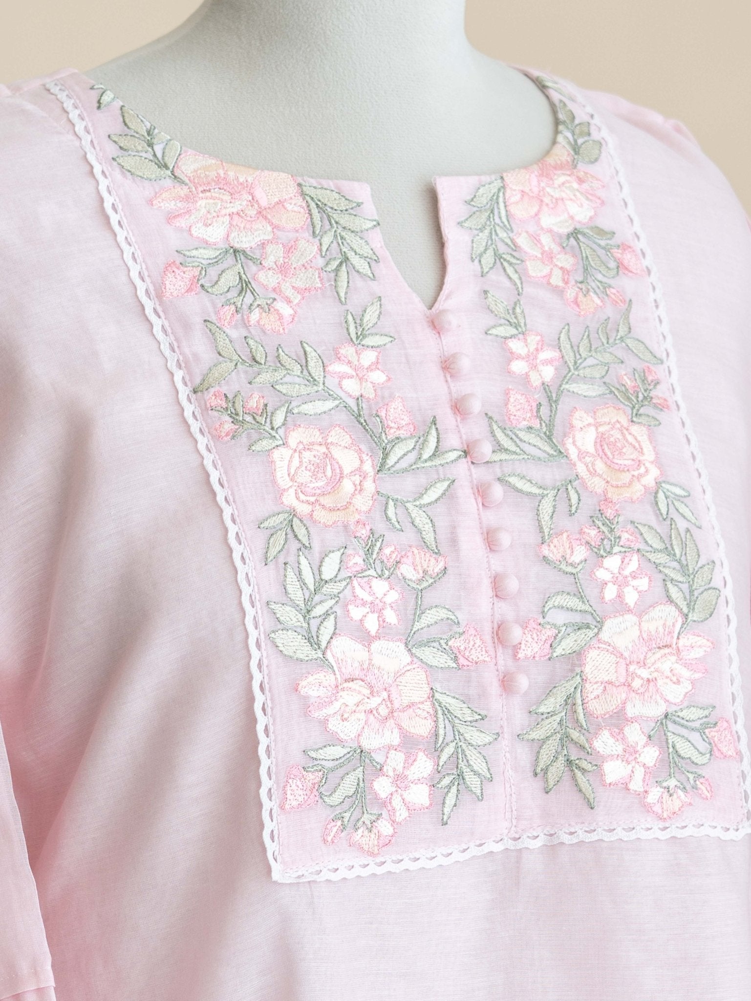 Rumeena Chanderi Embroidered A-Line Kurta - AINA