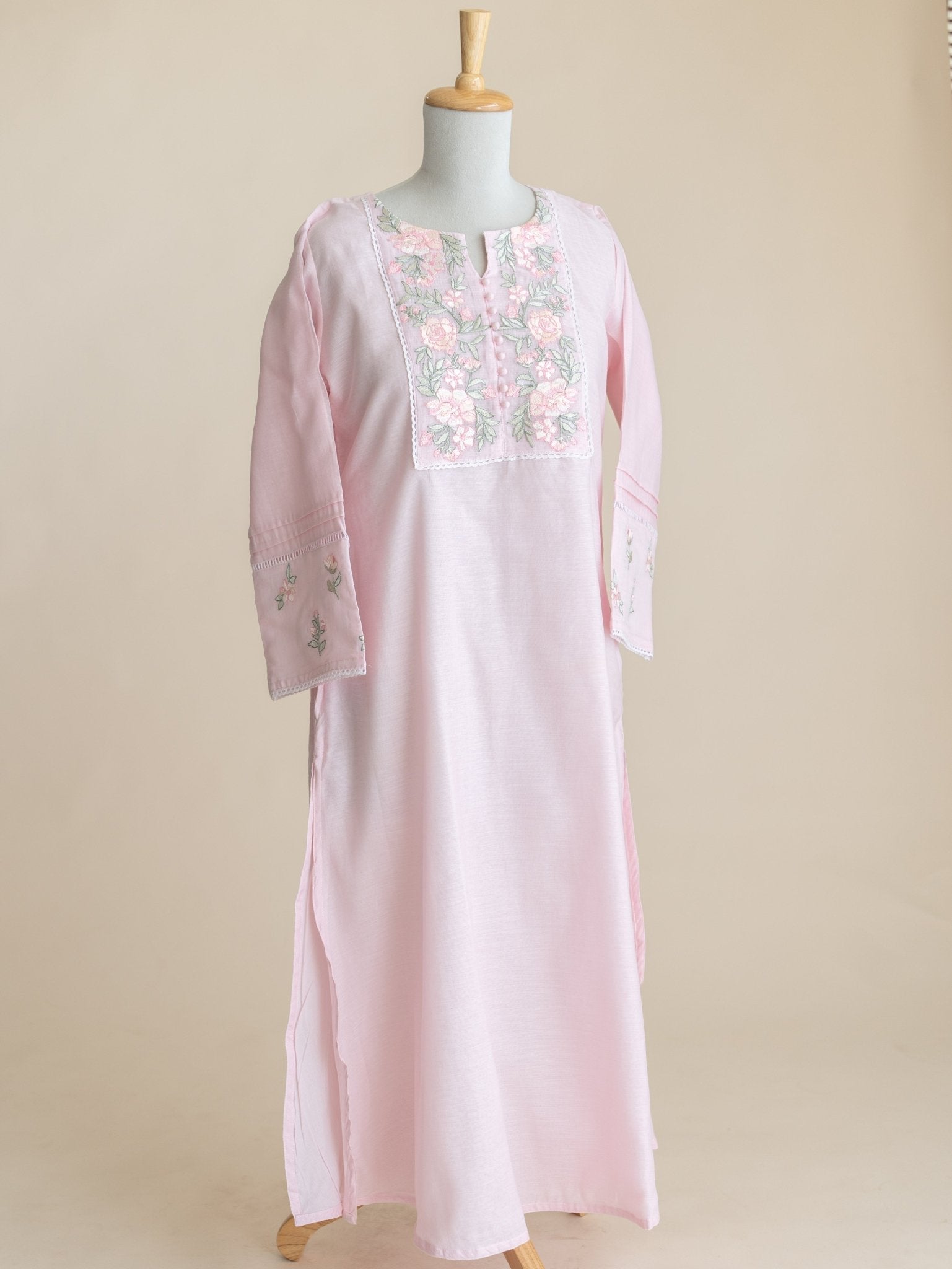 Rumeena Chanderi Embroidered A-Line Kurta - AINA