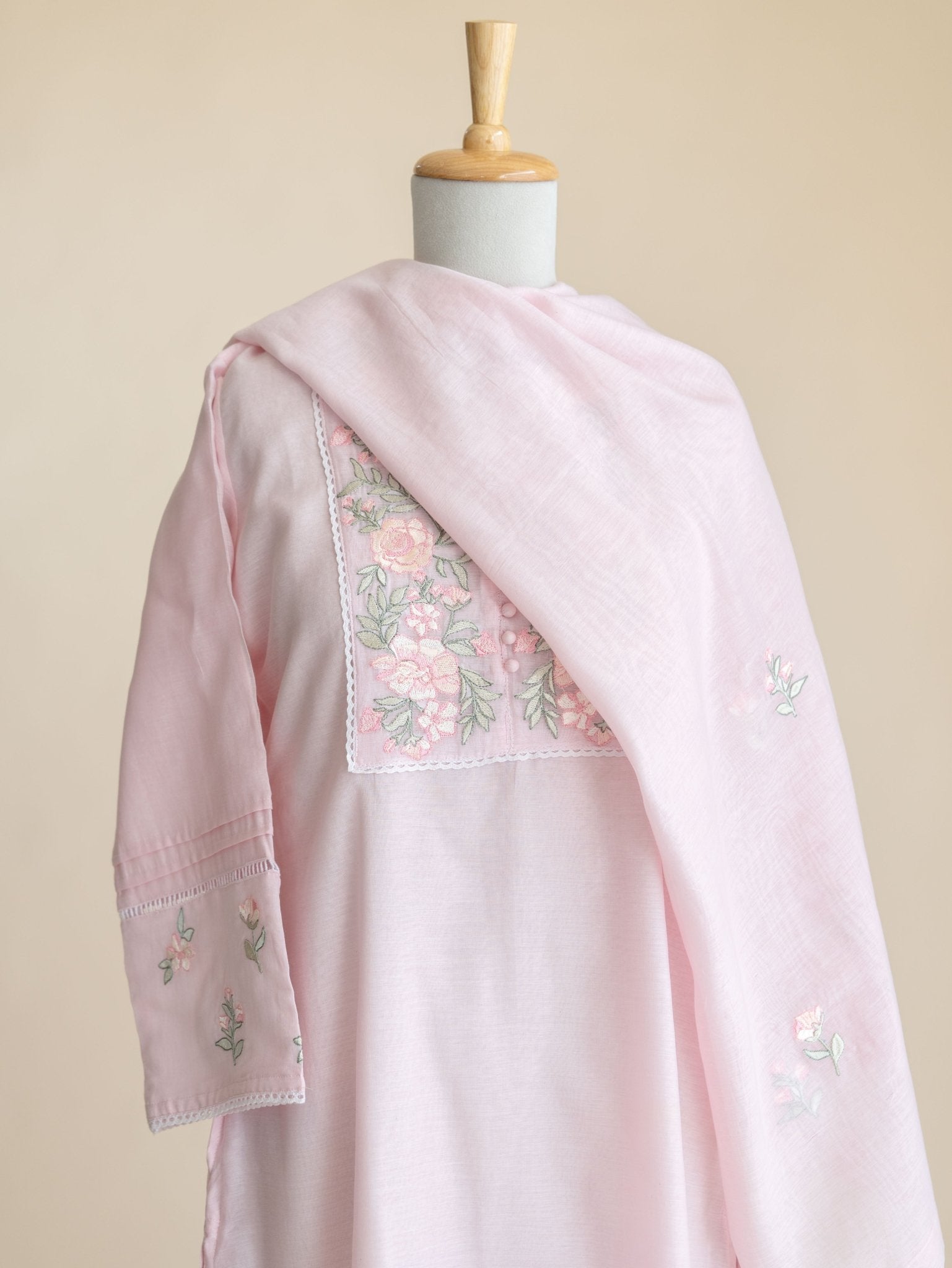 Rumeena Chanderi Embroidered A - Line Suit Set - AINA