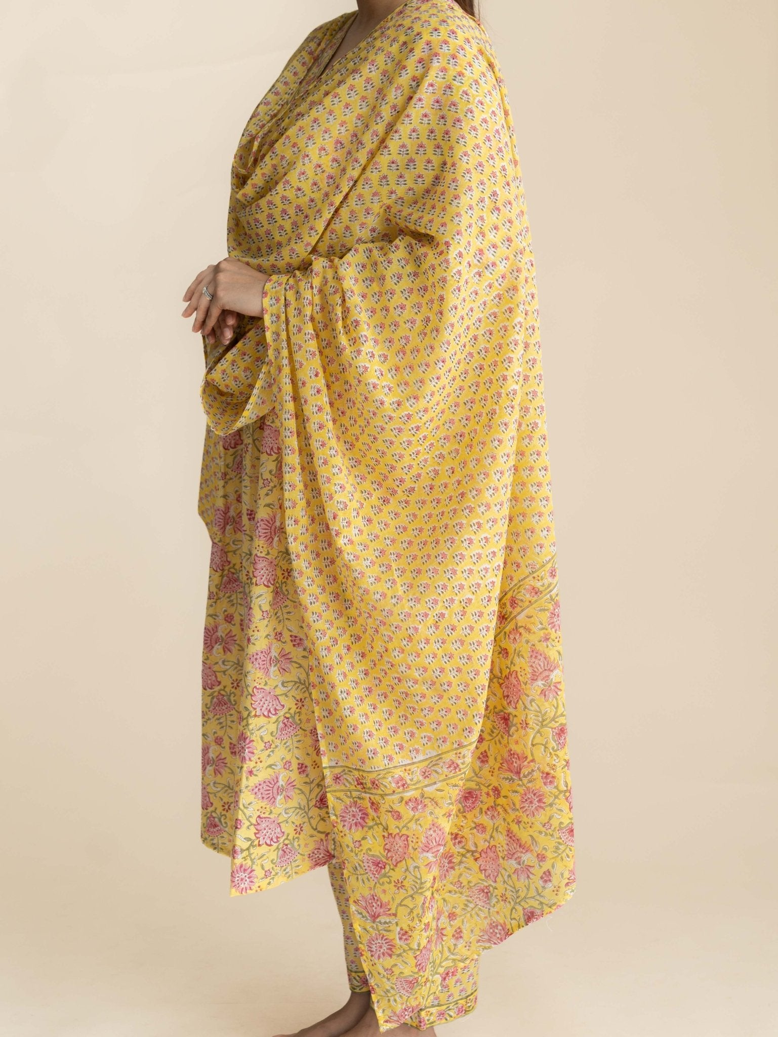 Rutvi Cotton Block Printed A-Line Suit Set - AINA