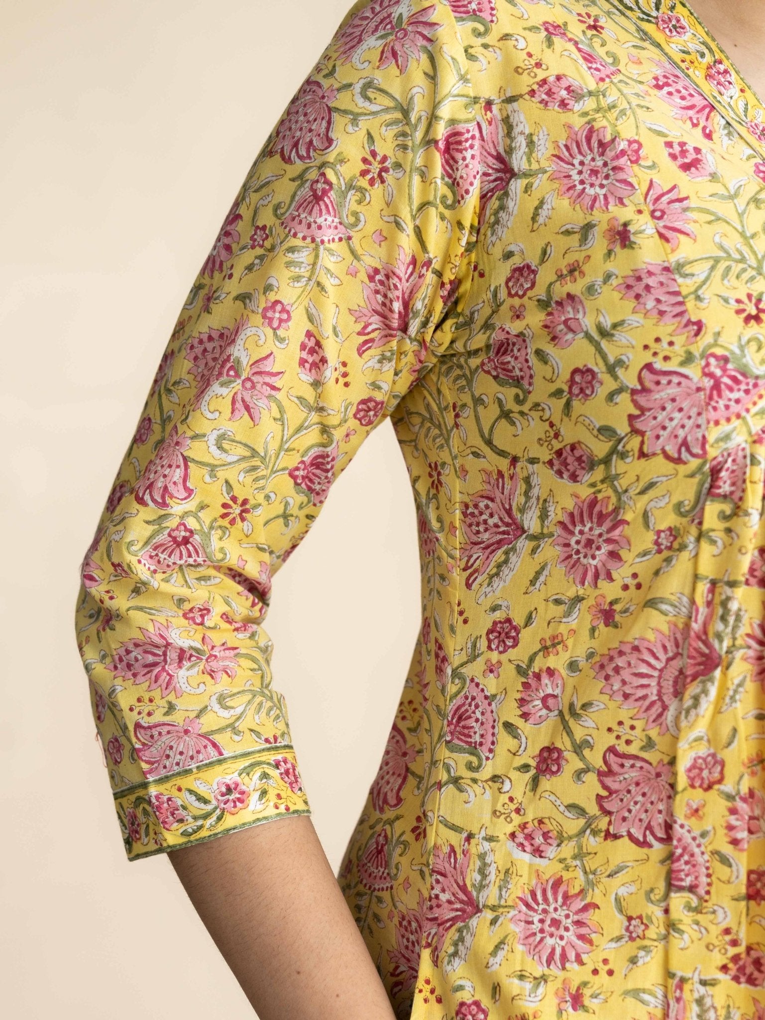 Rutvi Cotton Block Printed A-Line Suit Set - AINA
