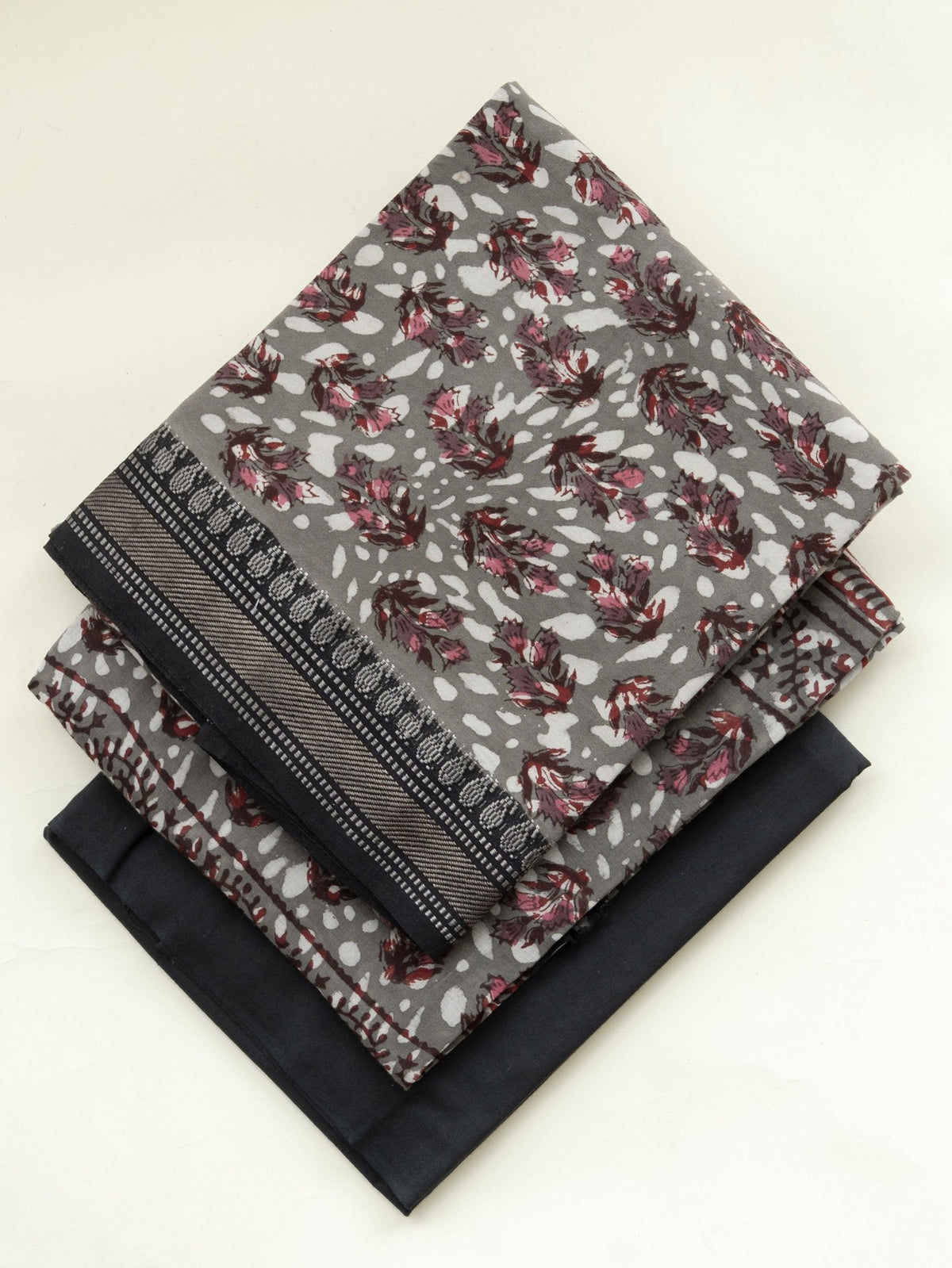 Ruya Cotton Block Printed Unstitched Suit Set - 3 Piece - AINA