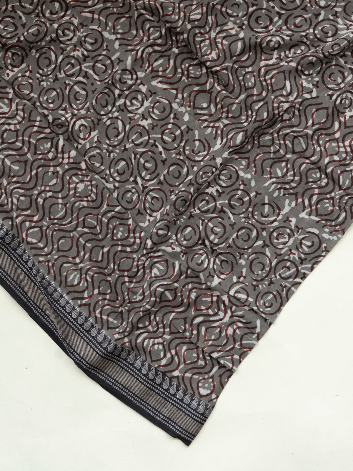 Ruya Cotton Block Printed Unstitched Suit Set - 3 Piece - AINA