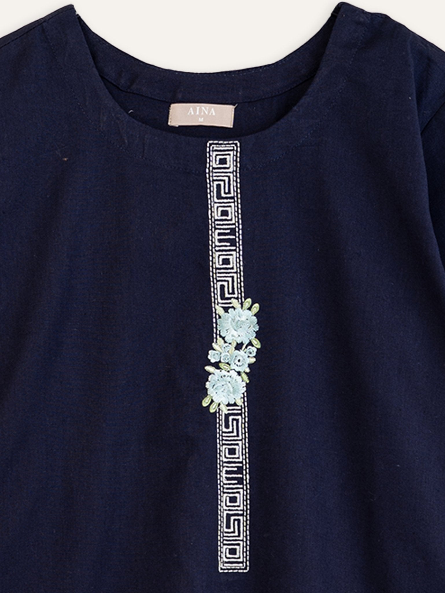 Ryca Cotton Flax Embroidered Straight Kurta - AINA