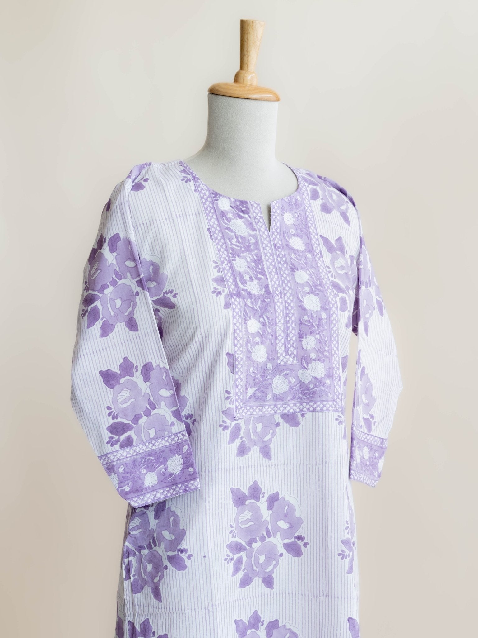 Safna Cotton Block Printed Straight Kurta - AINA