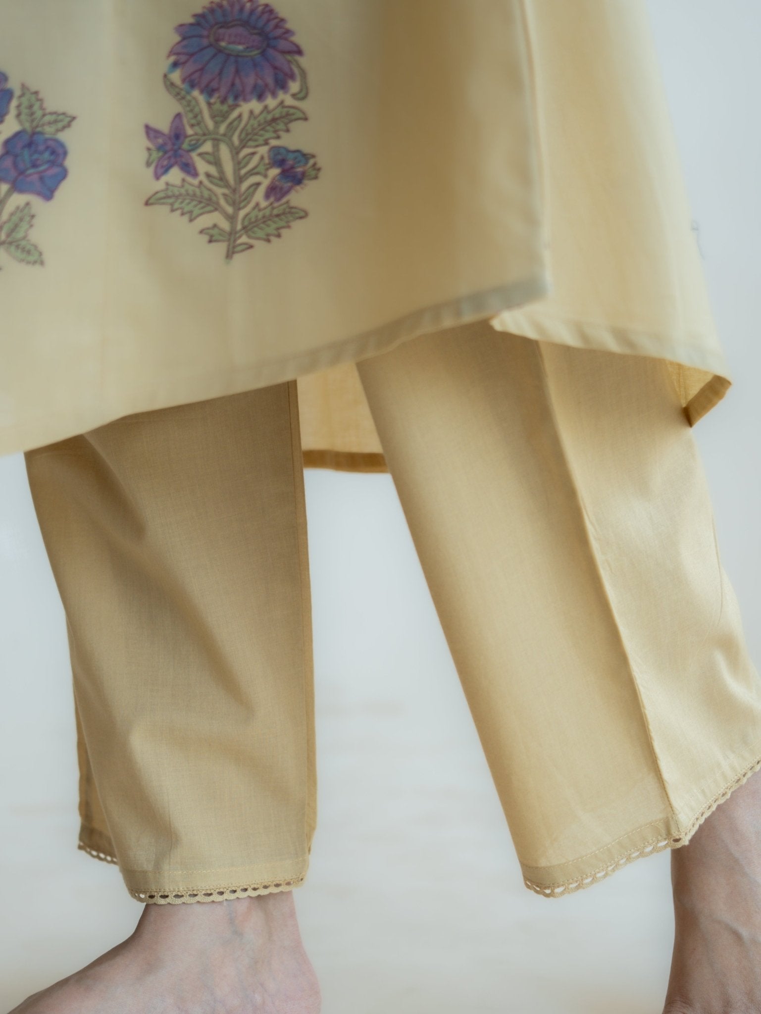 Sahana Cotton Block Printed A - Line Suit Set - AINA