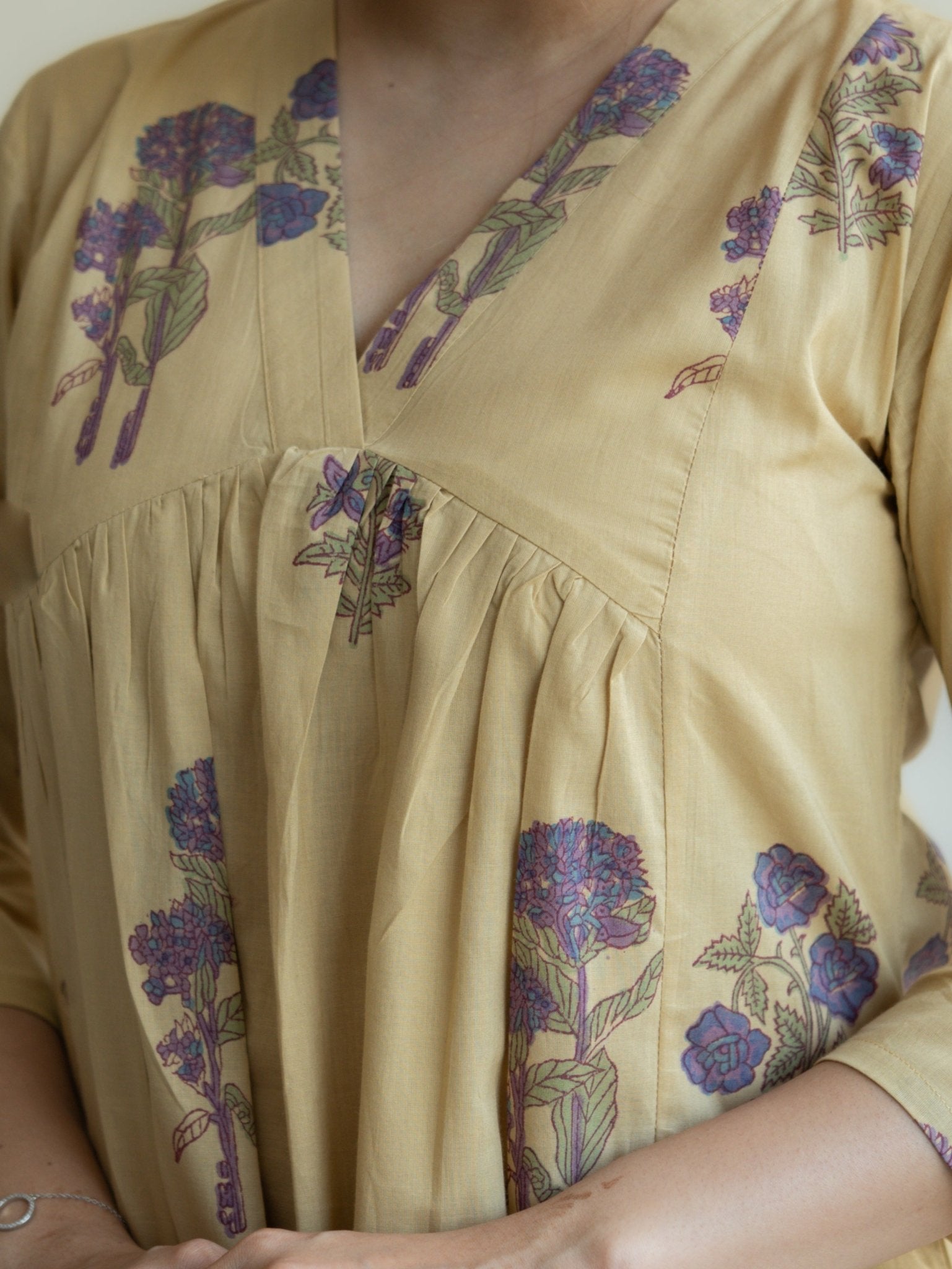 Sahana Cotton Block Printed A - Line Suit Set - AINA