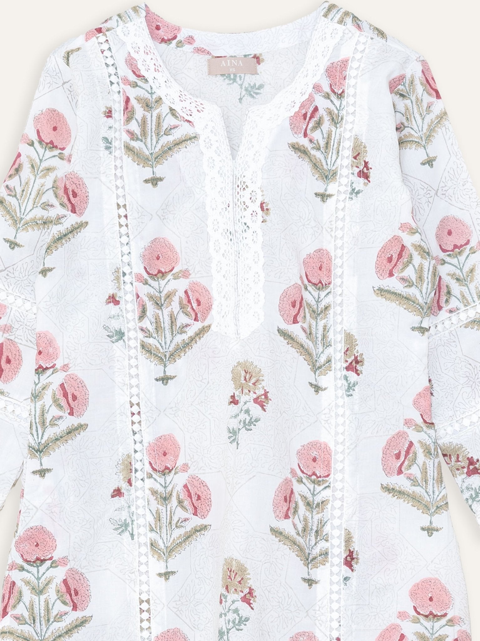 Saheena Cotton Block Printed Straight Kurta - AINA