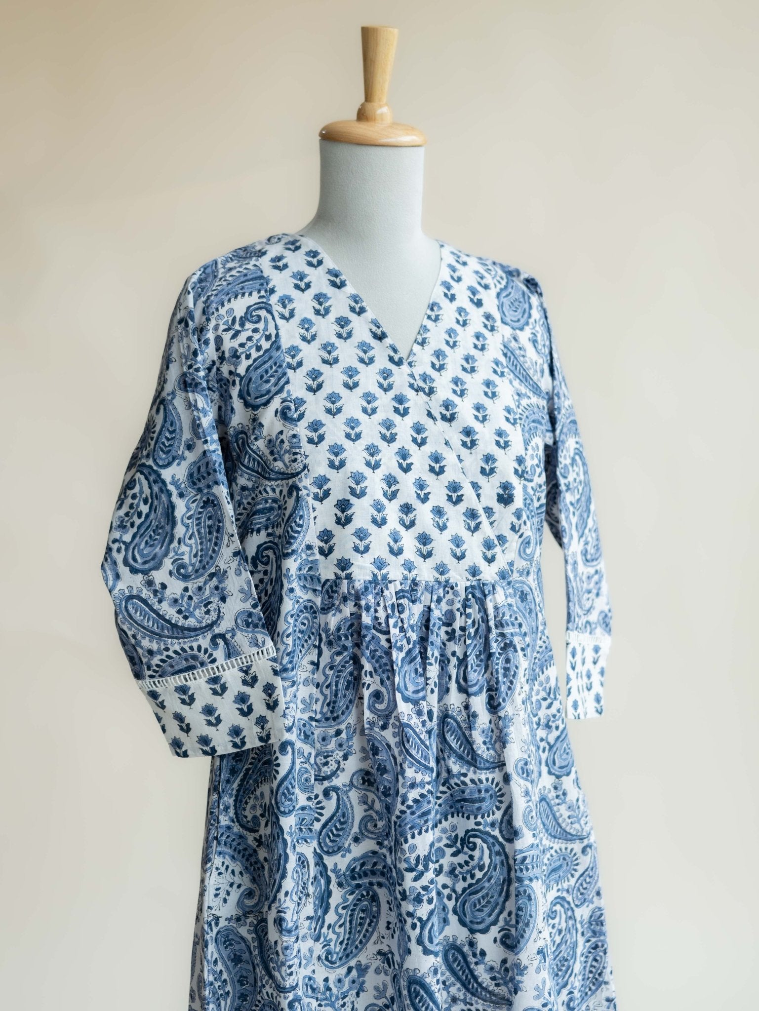 Saheli Cotton Block Printed A-Line Kurta - AINA